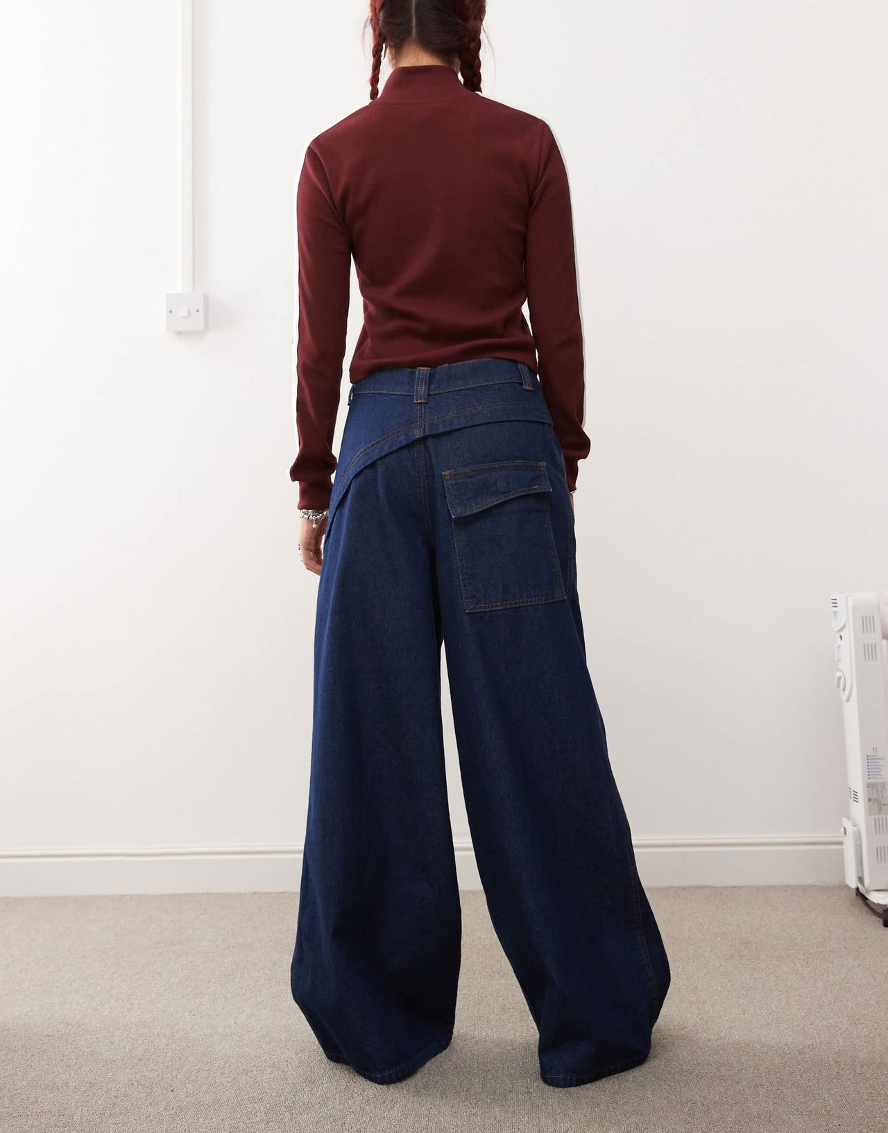 COLLUSION wide leg seam detail jeans in indigo