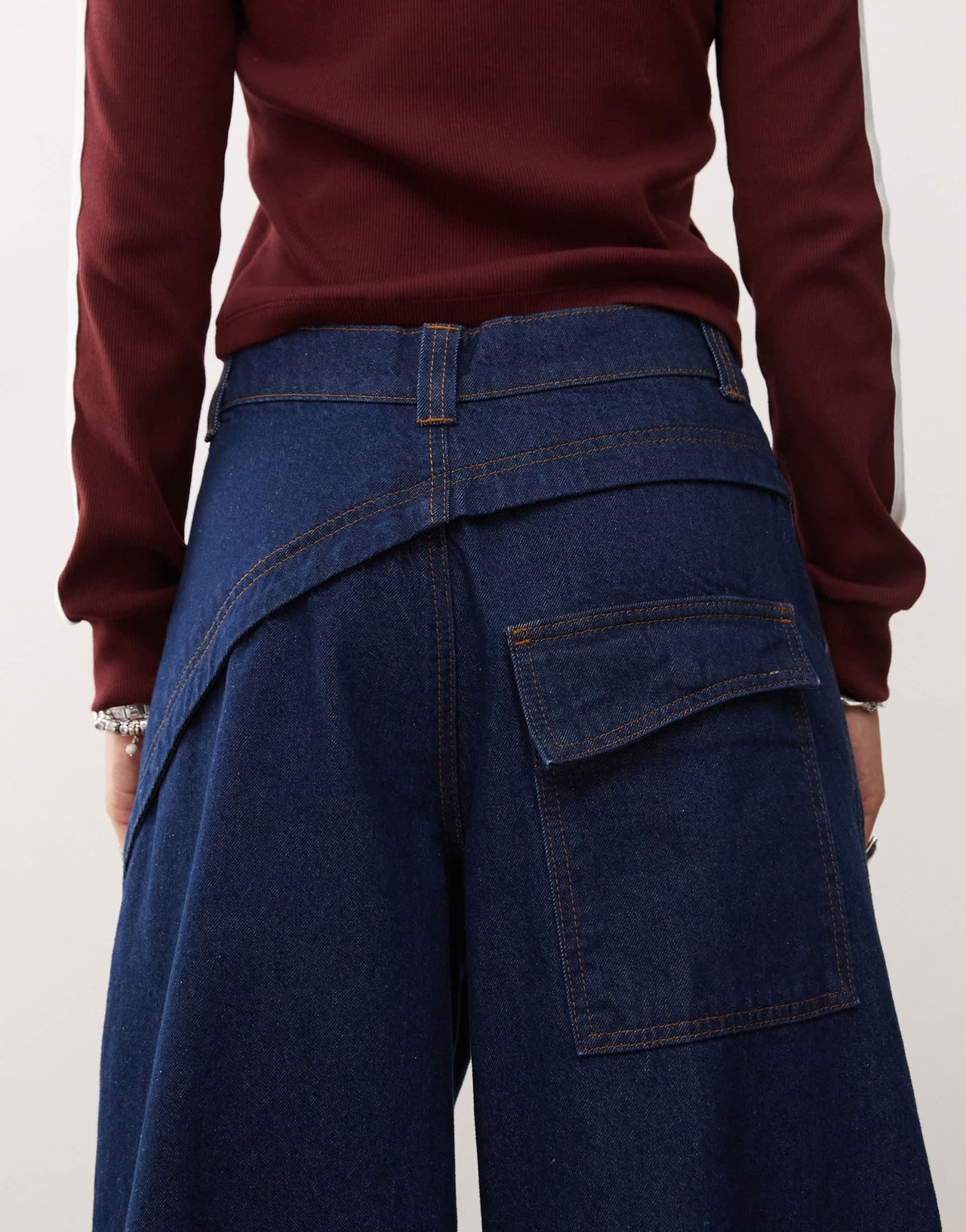 COLLUSION wide leg seam detail jeans in indigo