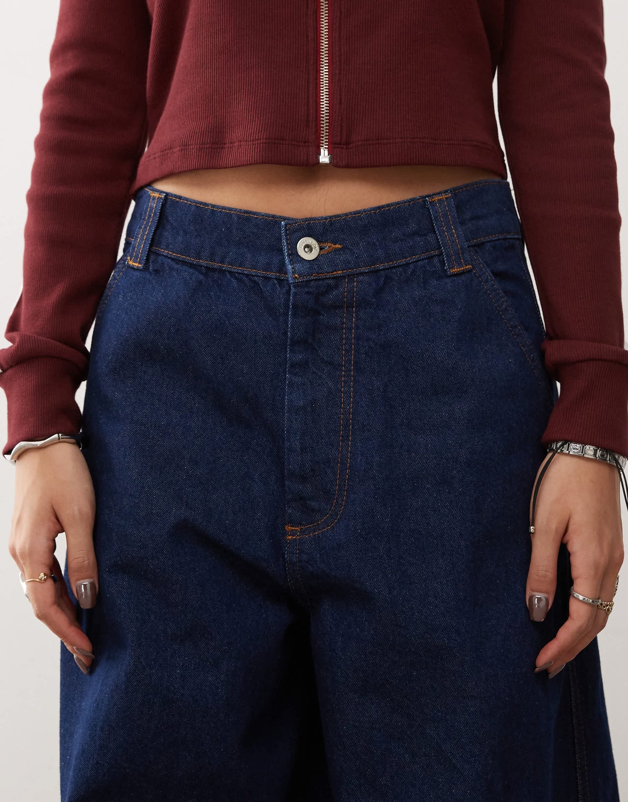 COLLUSION wide leg seam detail jeans in indigo