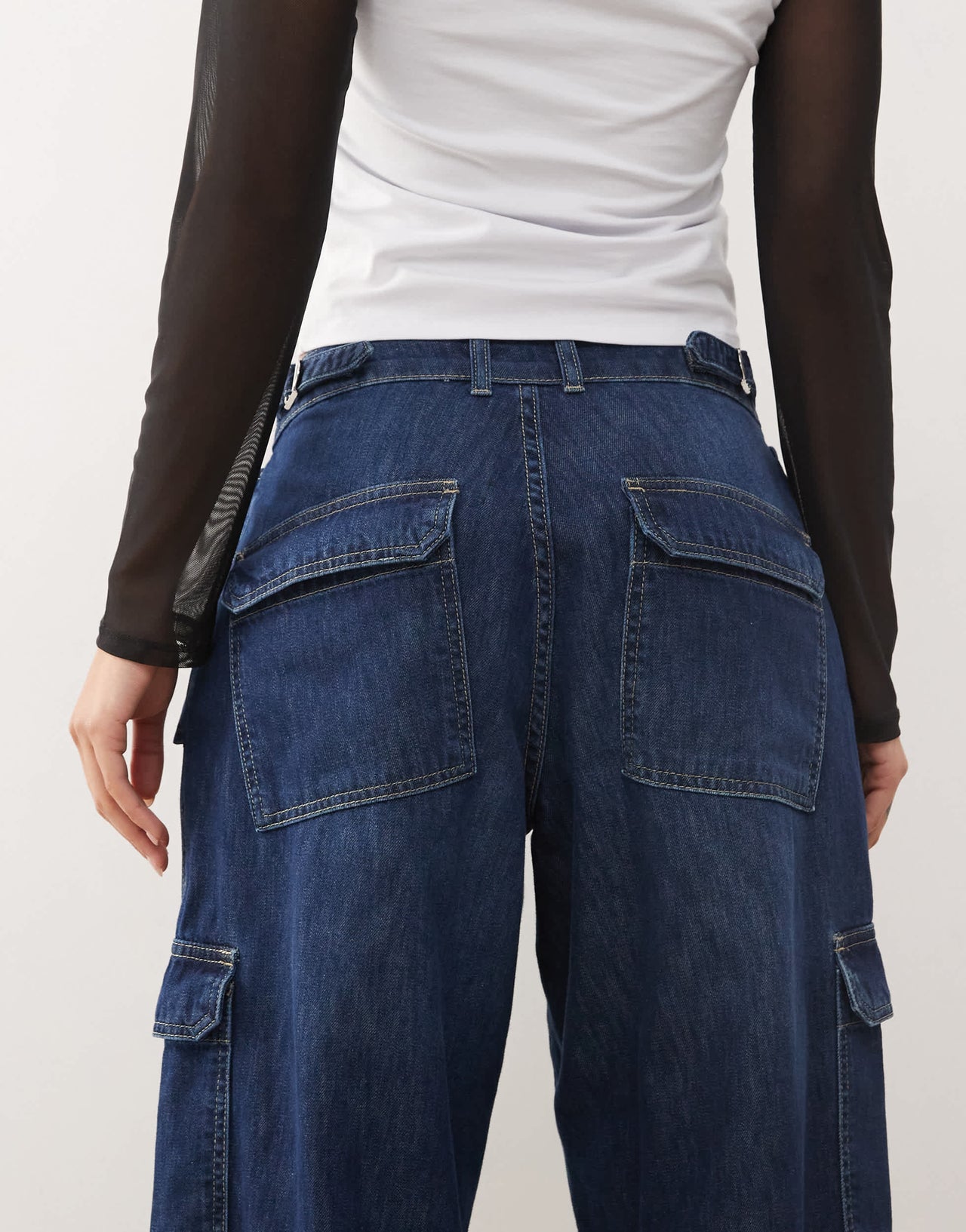 COLLUSION X004 balloon cargo jeans in washed blue - MBLUE