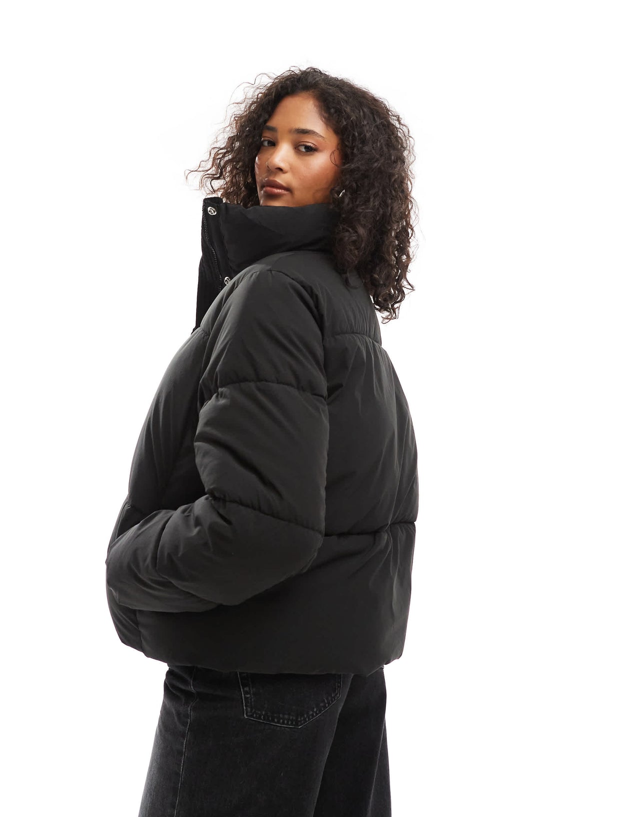 Pull&Bear padded puffer jacket in black