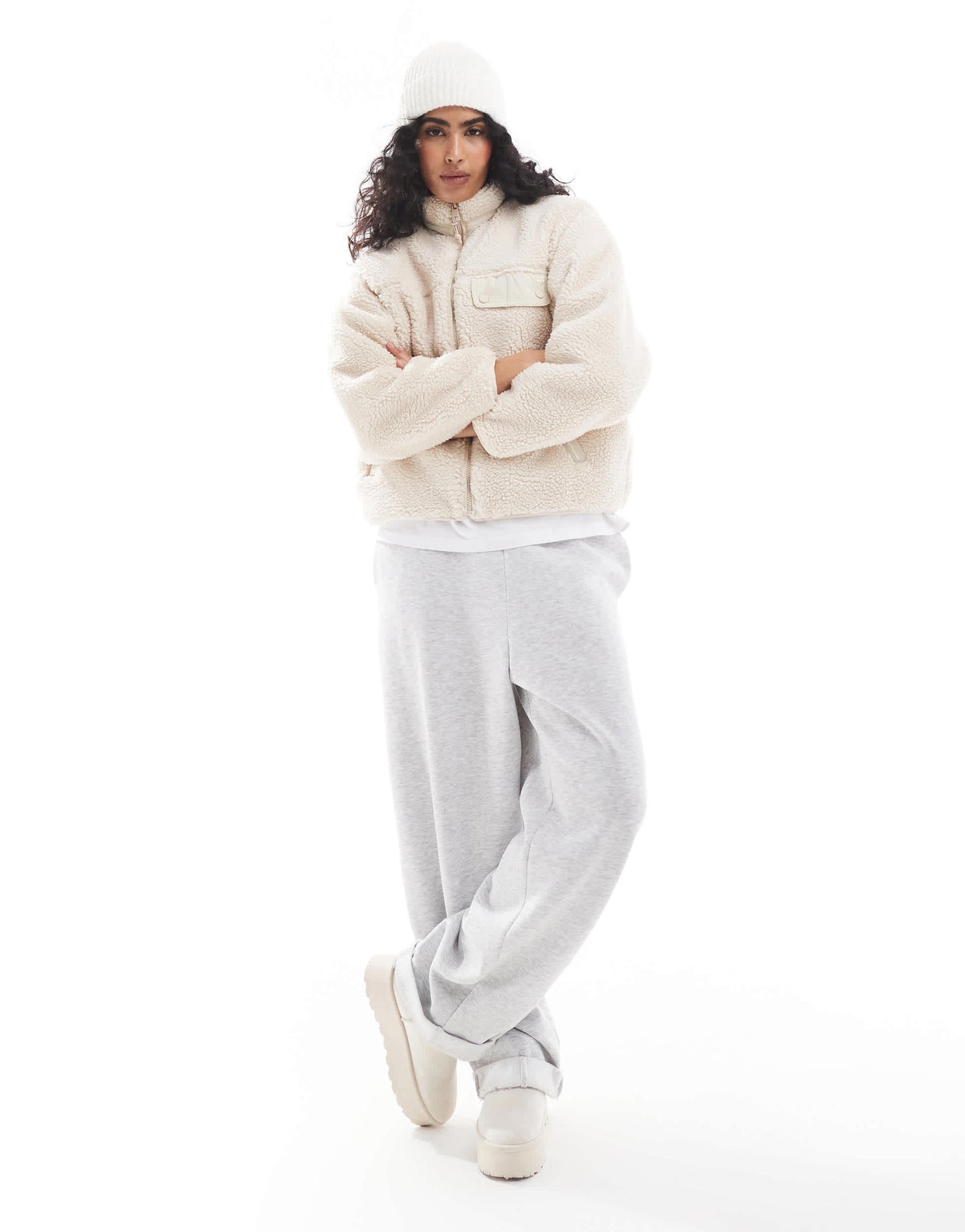 Pull&Bear zip up fleece in beige