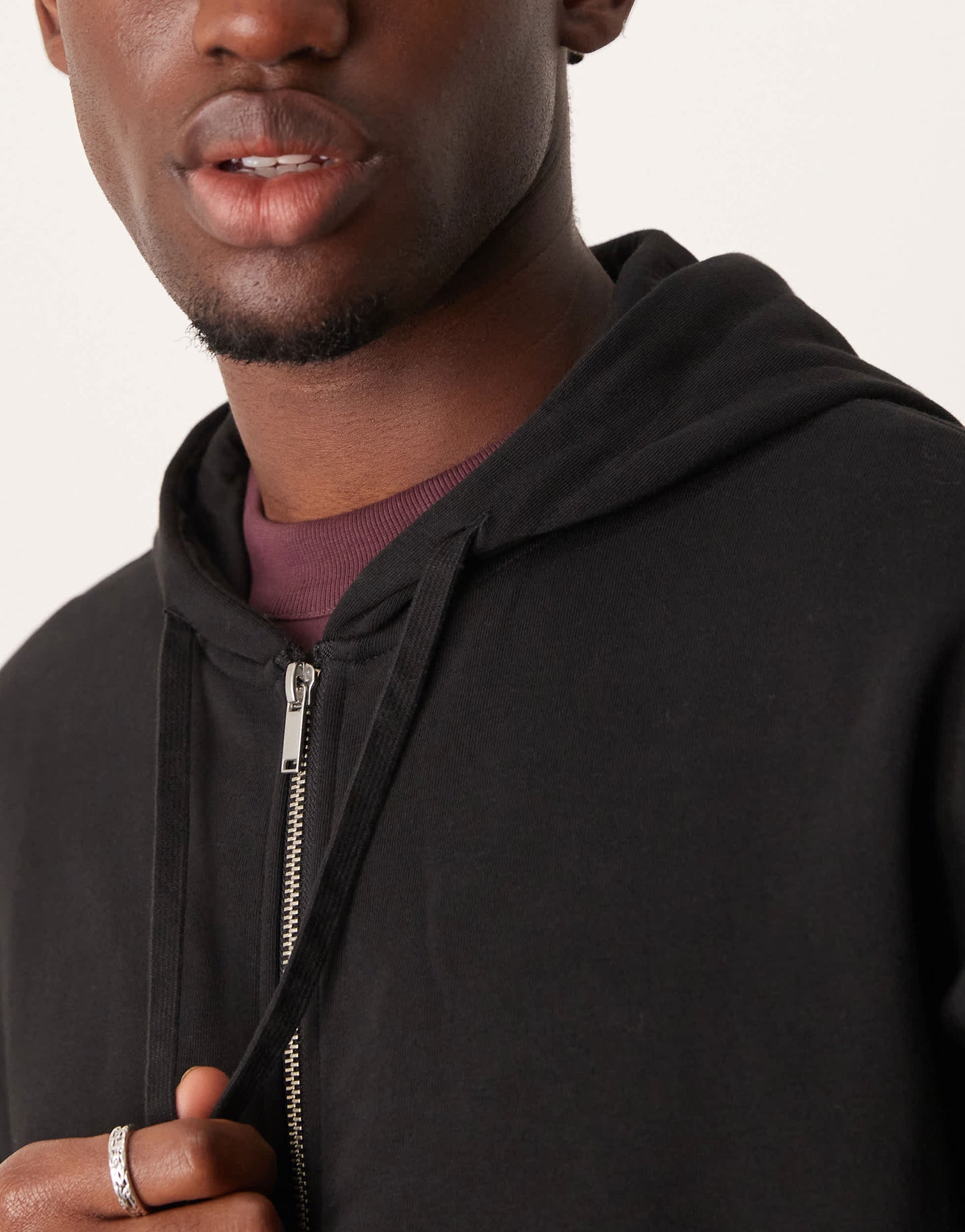 New Look zip through oversized hoodie in black