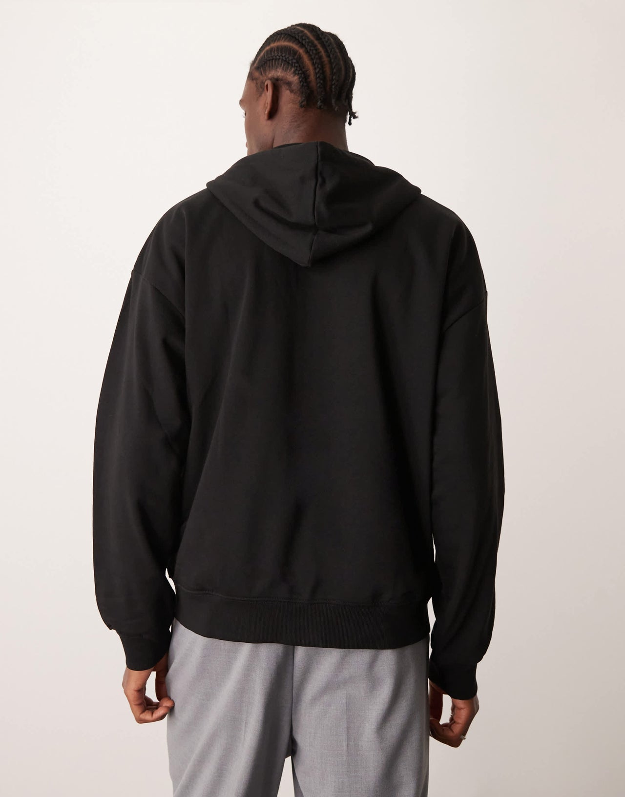 New Look zip through oversized hoodie in black