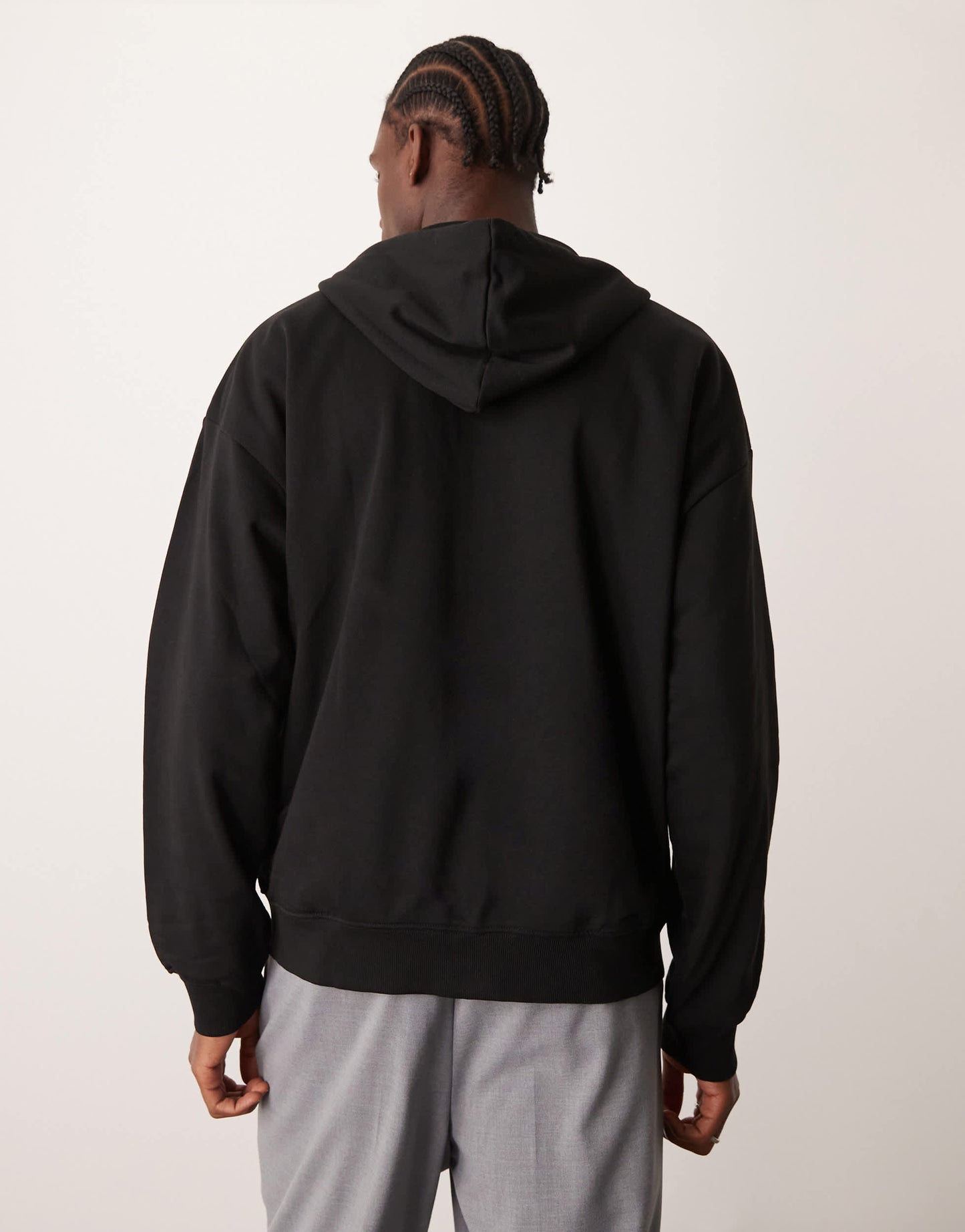 New Look zip through oversized hoodie in black