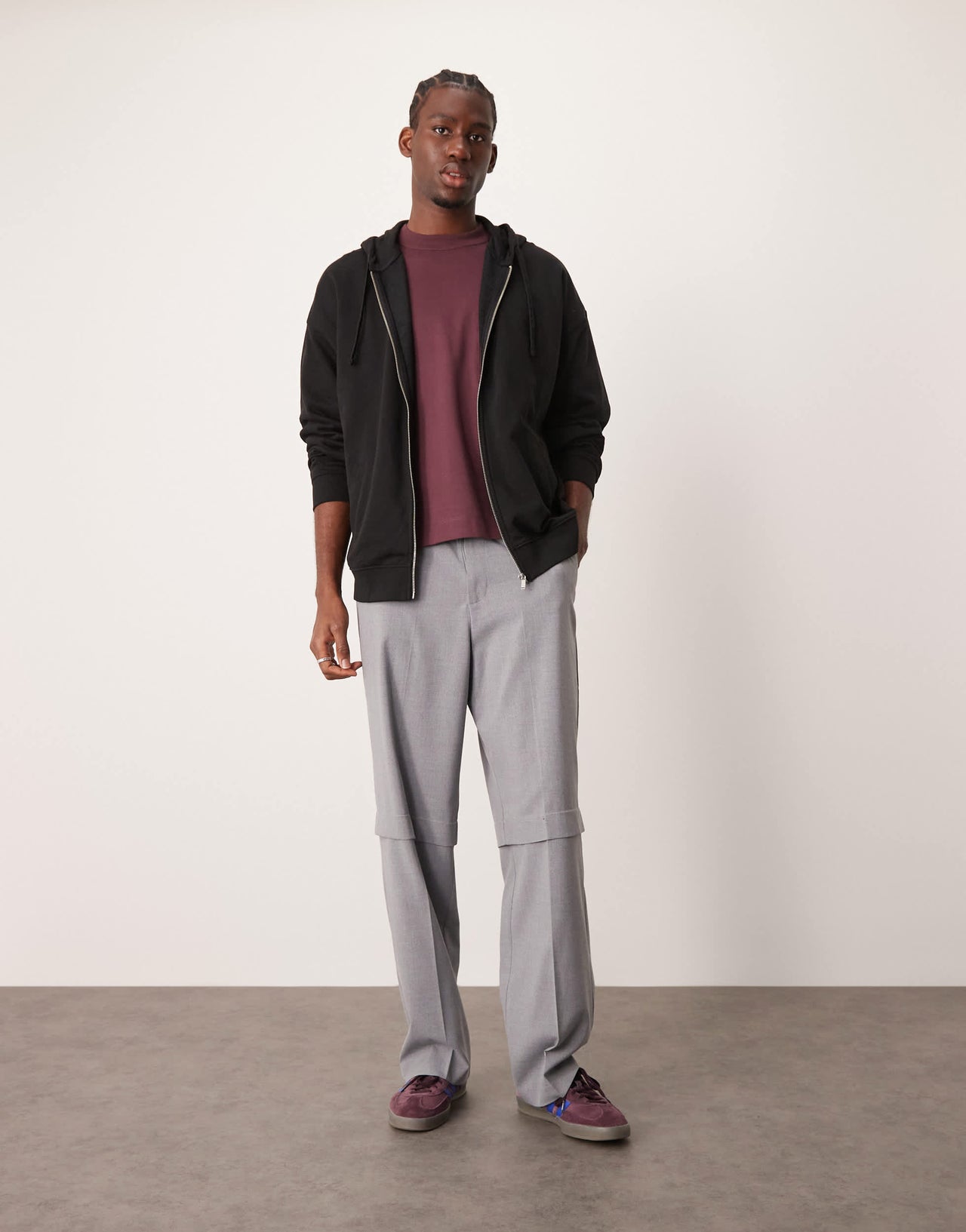 New Look zip through oversized hoodie in black