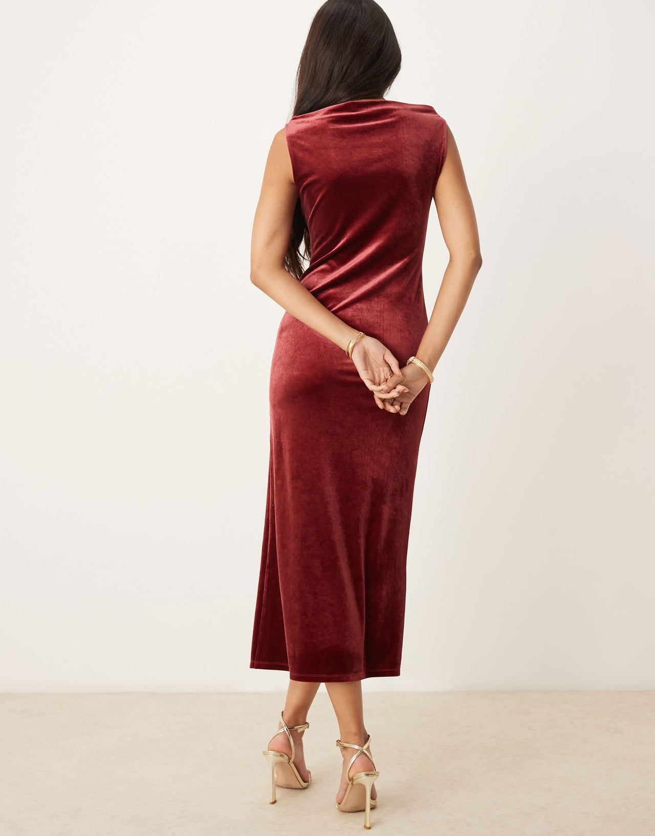 Nobody's Child Camile velvet midi dress in red
