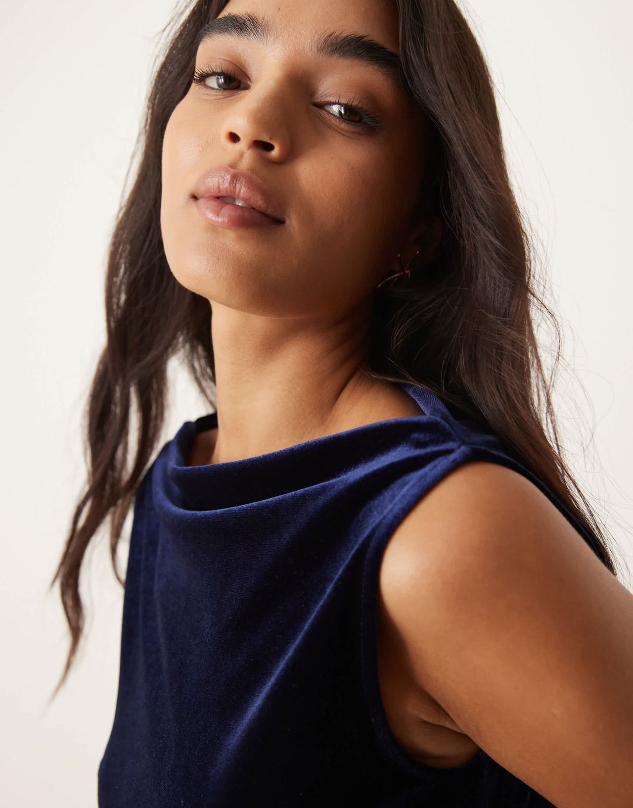 Nobody's Child Camile velvet midi dress in ink blue