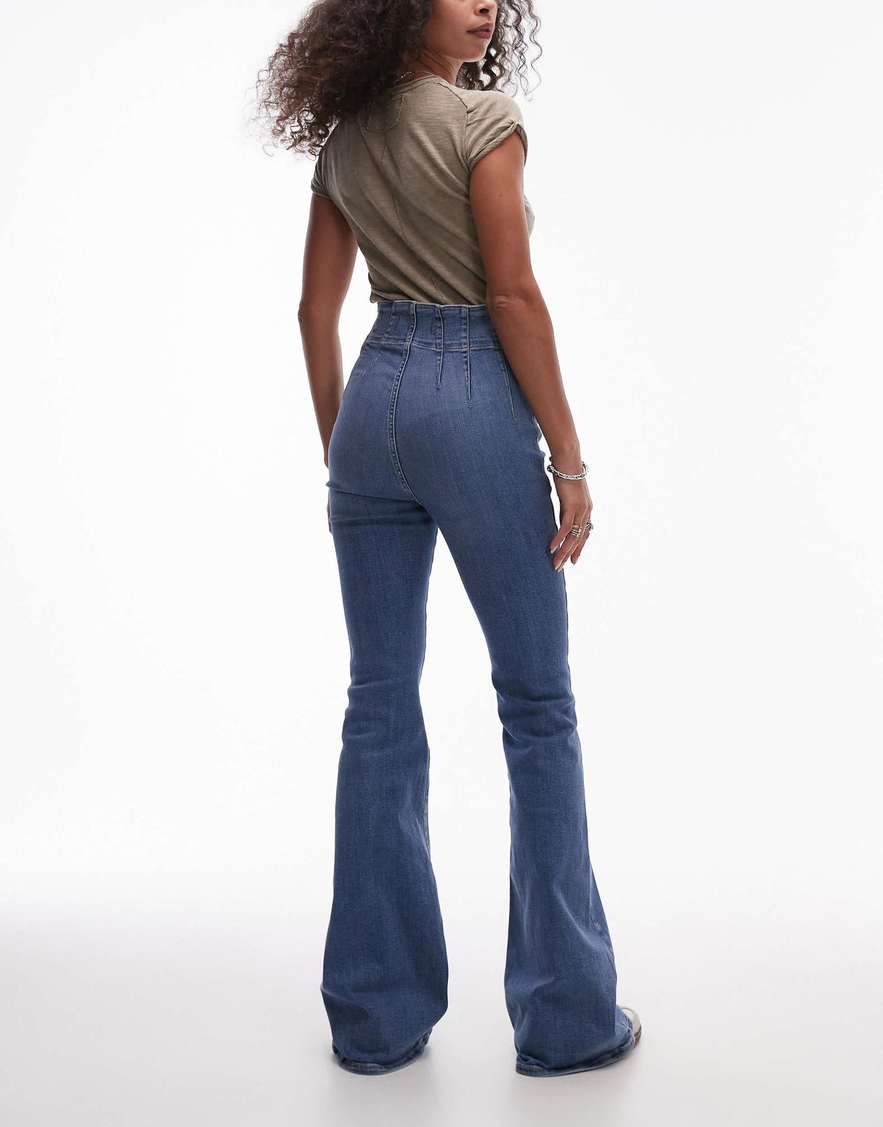 Free People jayde high waist skinny denim flares in sunburst blue