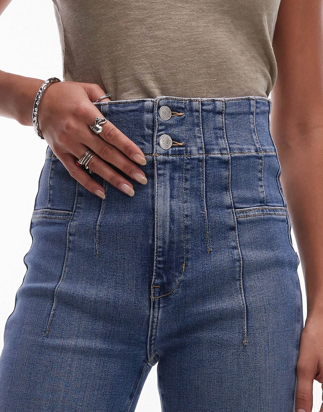 Free People jayde high waist skinny denim flares in sunburst blue