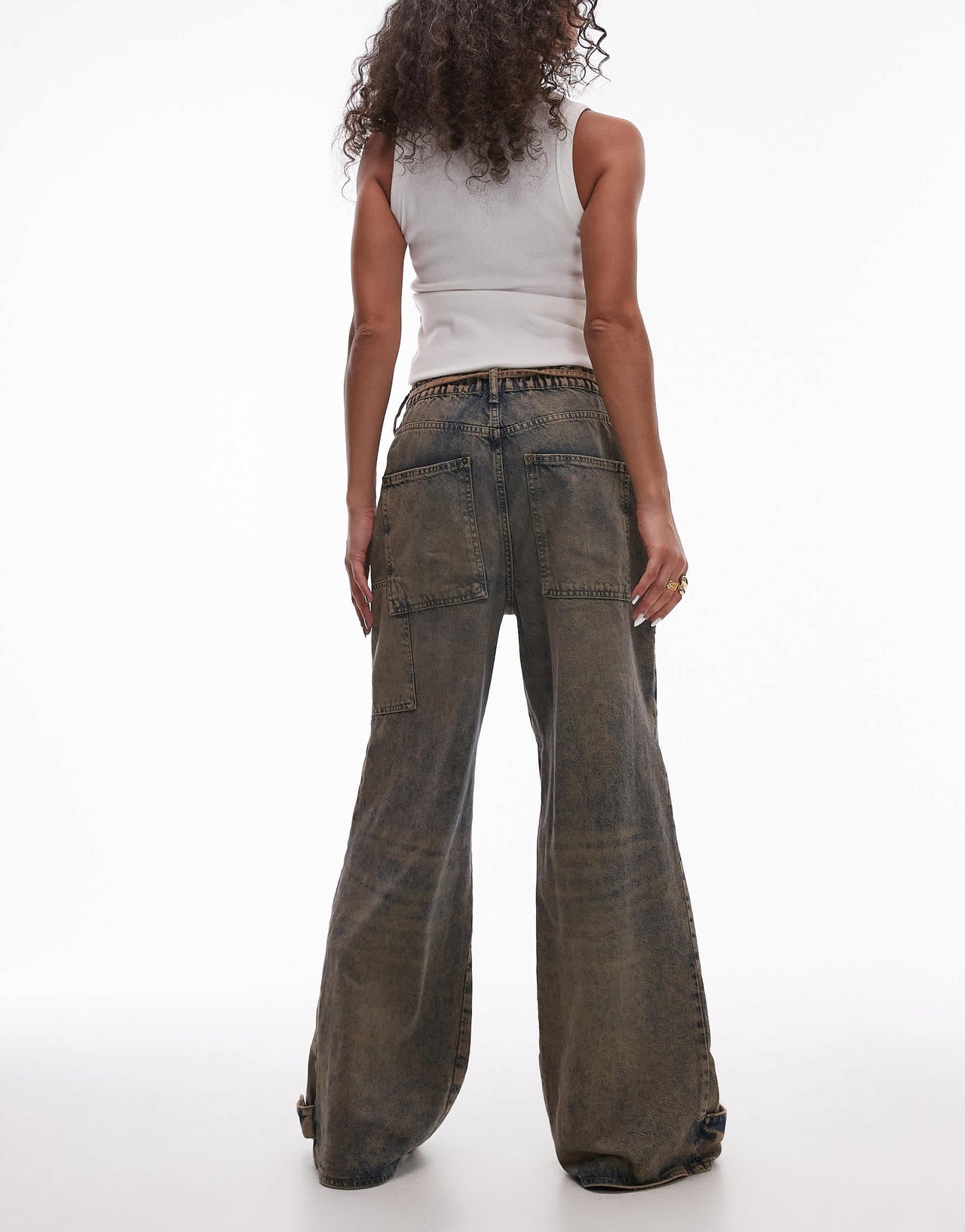 Free People outlaw wide leg distressed jean in memphis brown