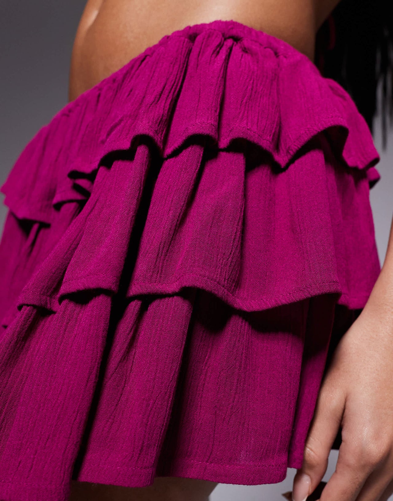Candypants ruffle mini beach skirt in burgundy