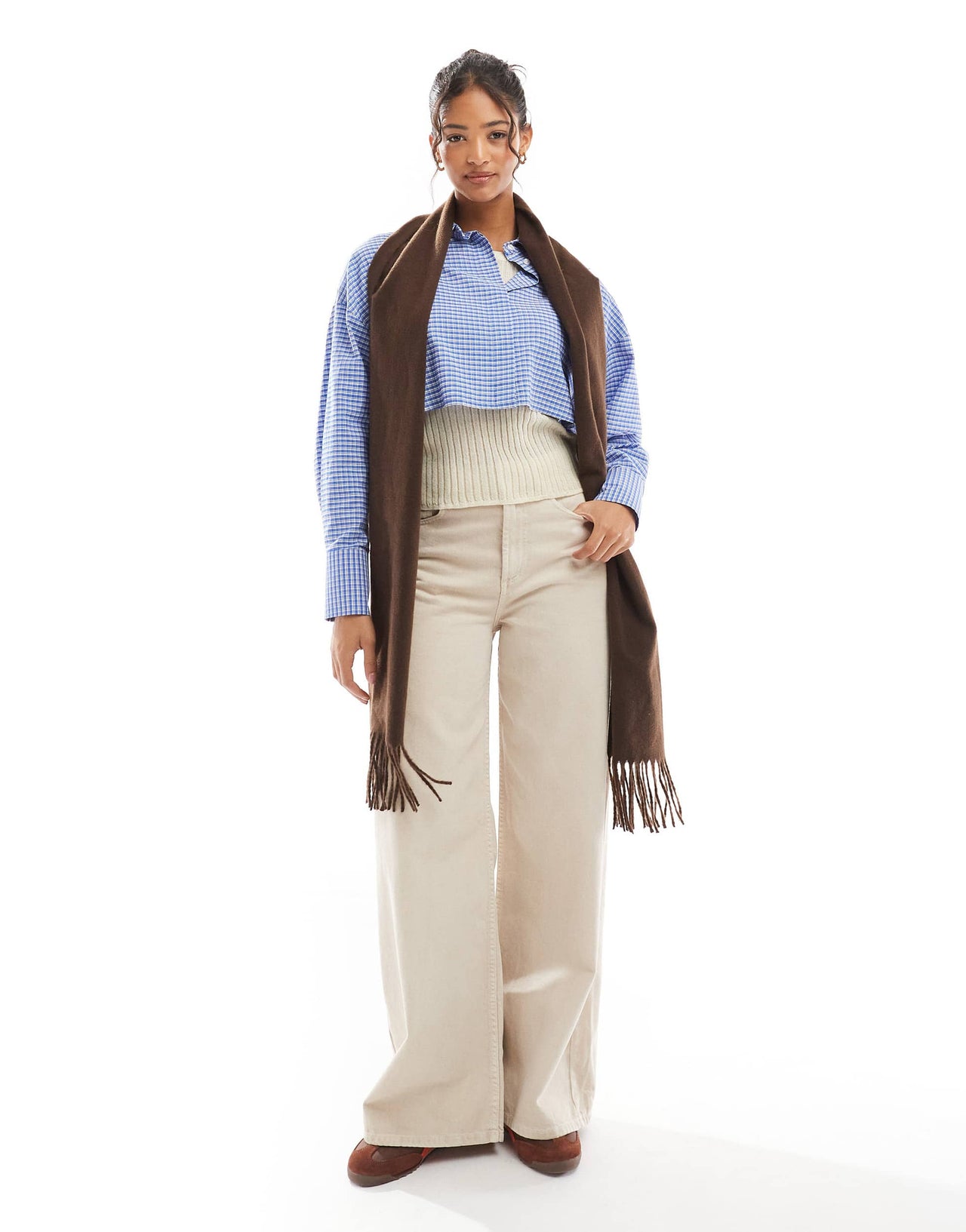 ASOS DESIGN cropped shirt in mini check