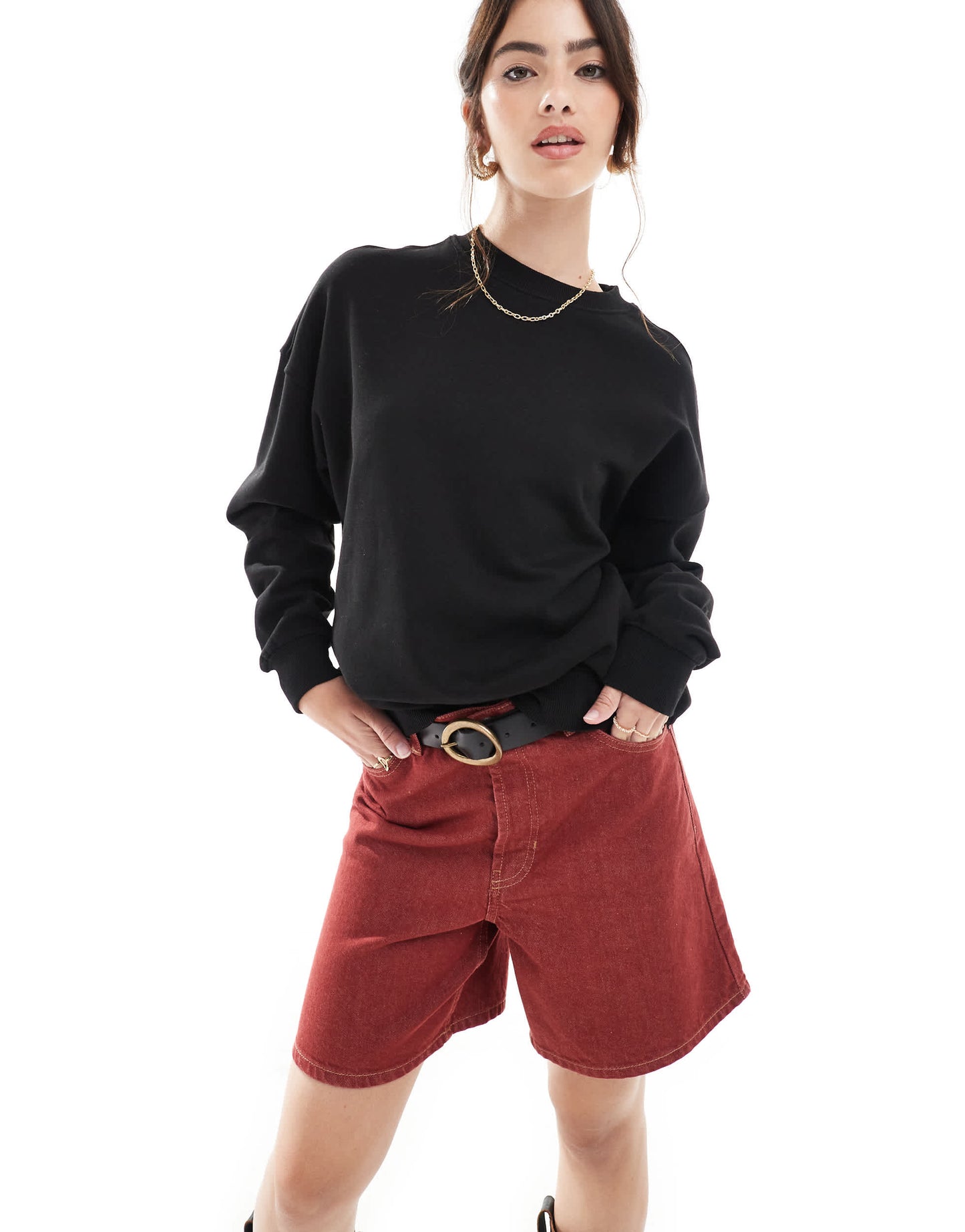 Pull&Bear oversized sweater in black