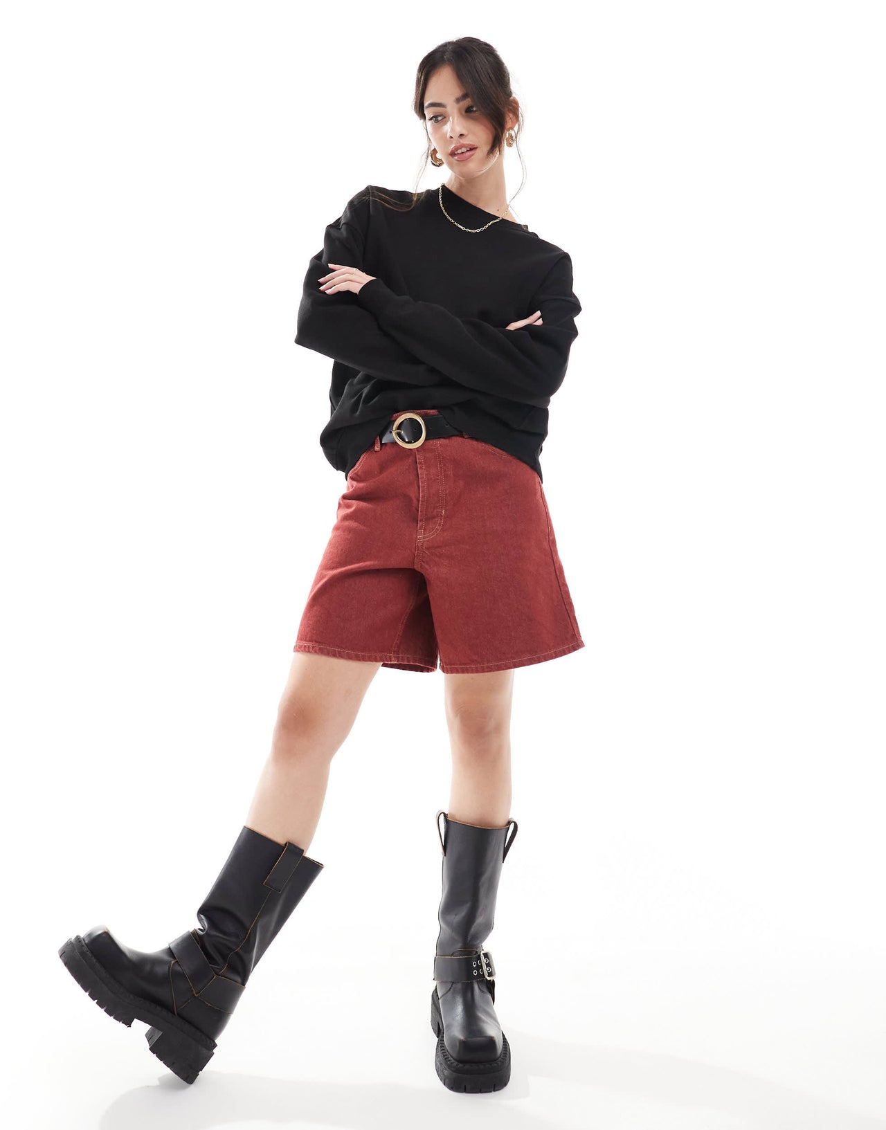 Pull&Bear oversized sweater in black