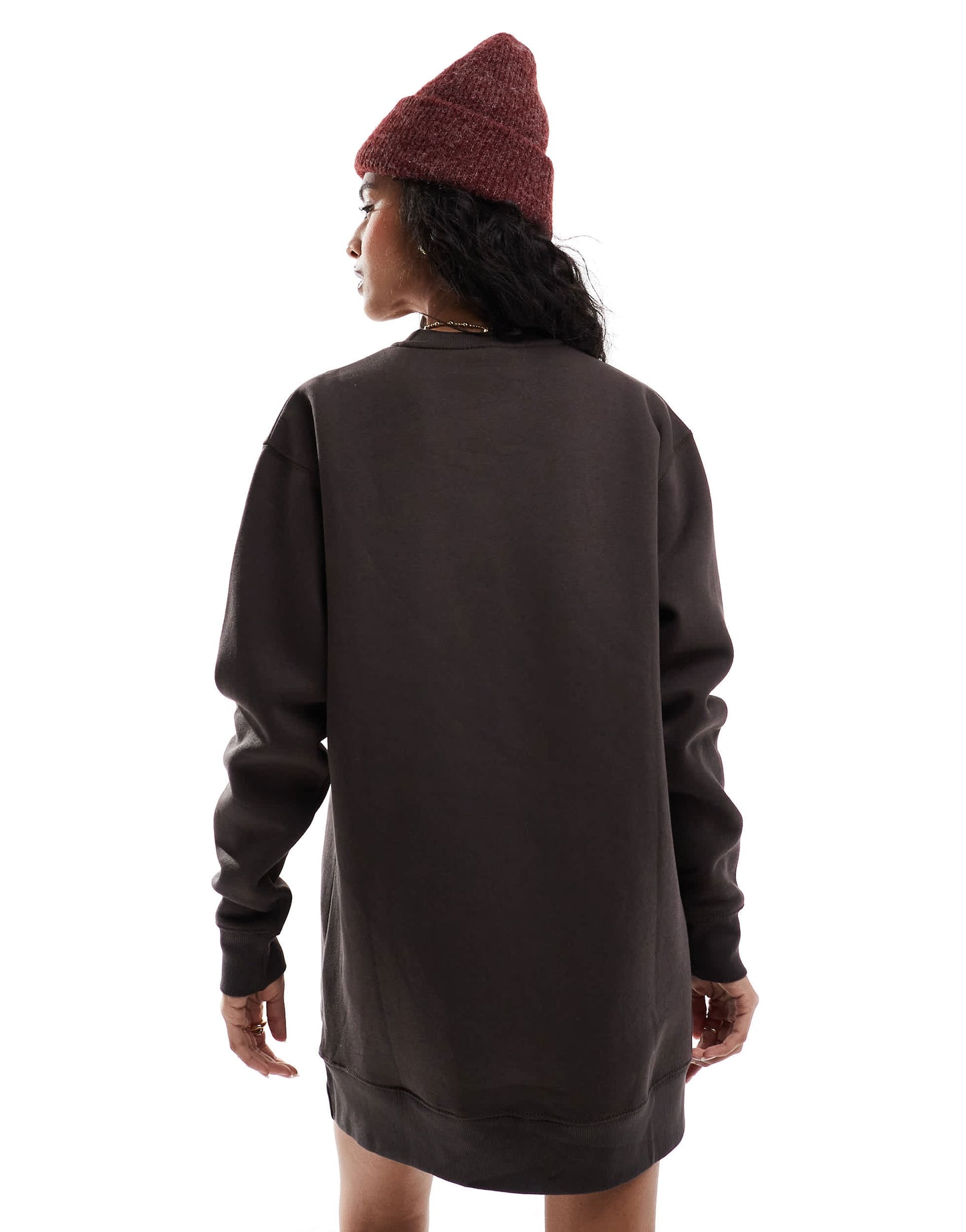 Pull&Bear oversized sweat dress in chocolate brown