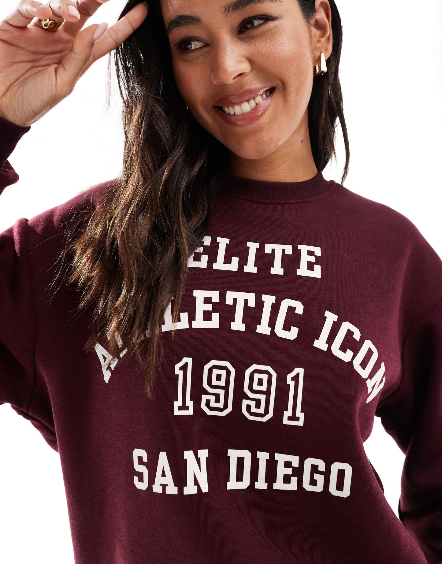 Pull&Bear San Diego graphic co-ord sweat in burgundy