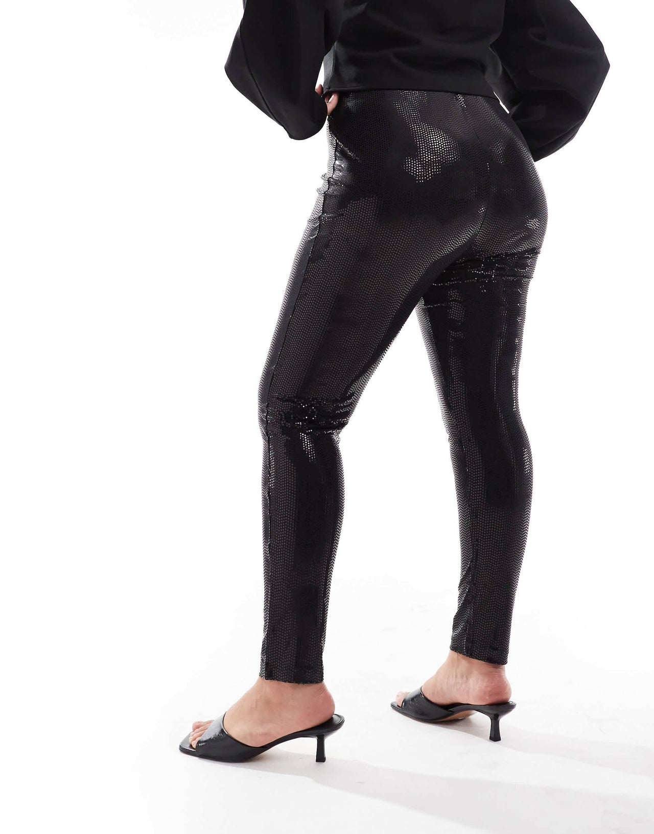 Yours disco sequin leggings in black