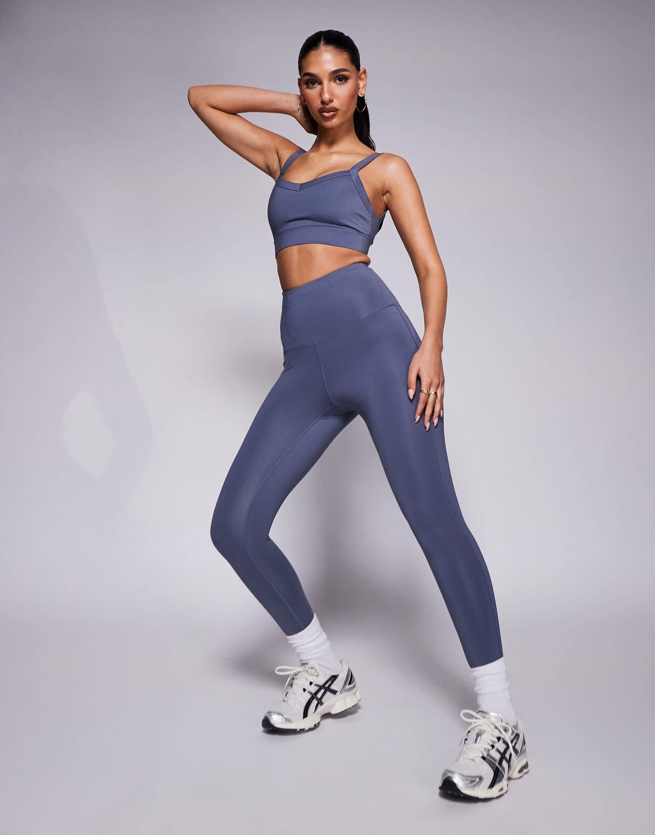 4505 running high waist legging with zip phone pocket in cornflower