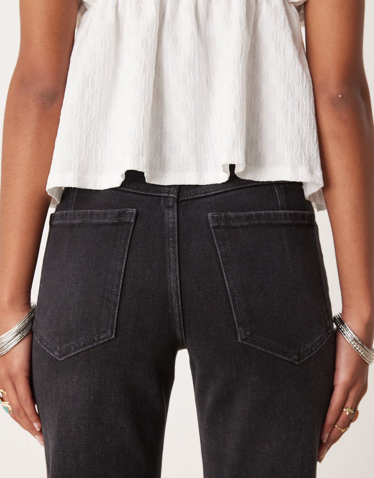 Free People sabine relaxed straight leg belted jeans in washed black
