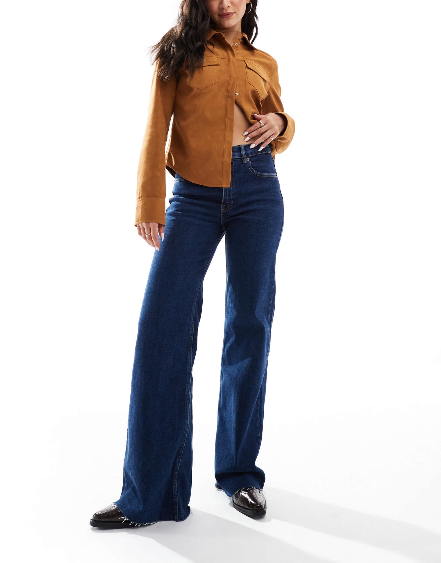 Pull&Bear wide leg comfort jean in dark blue