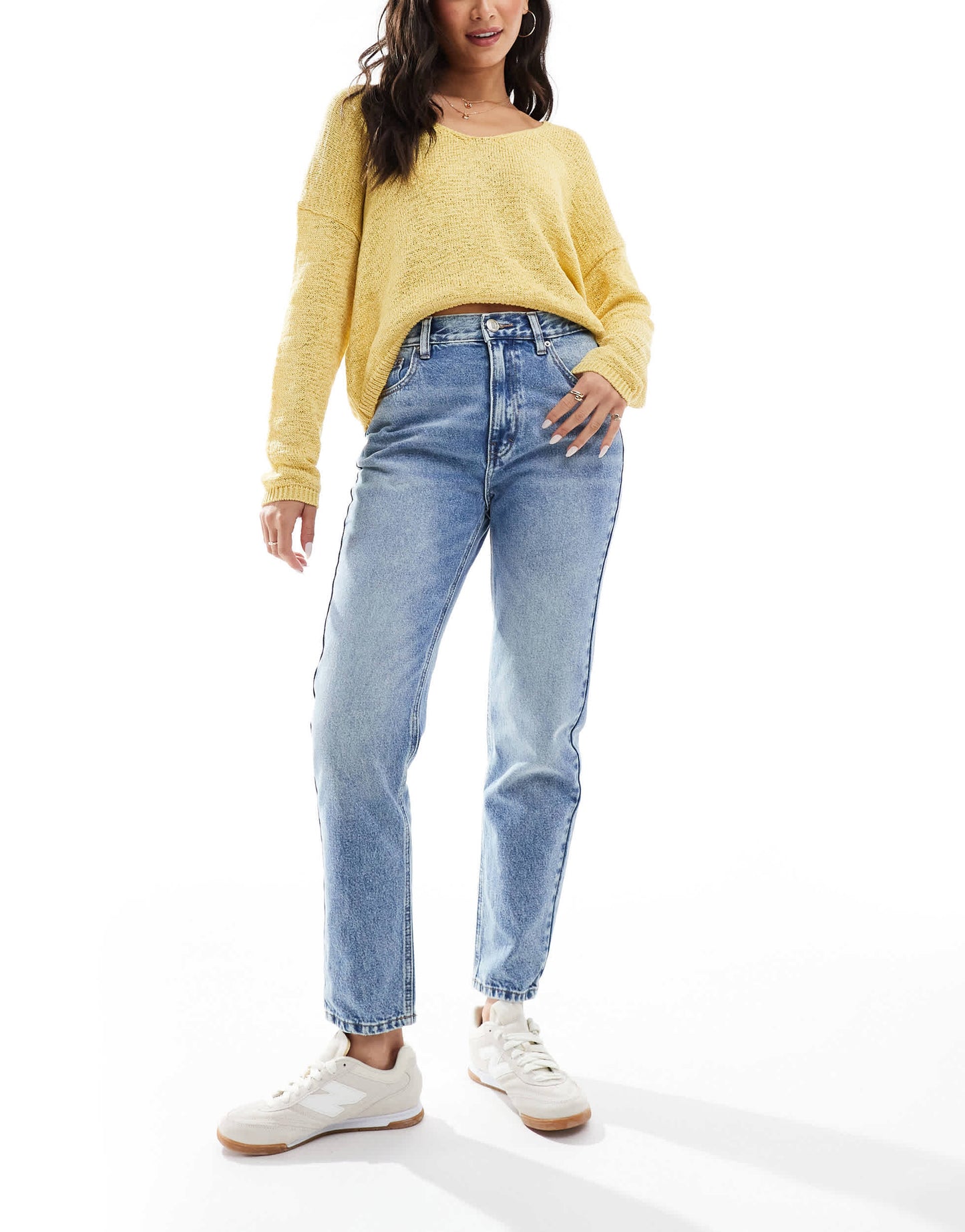Pull&Bear high waisted mom jean in blue