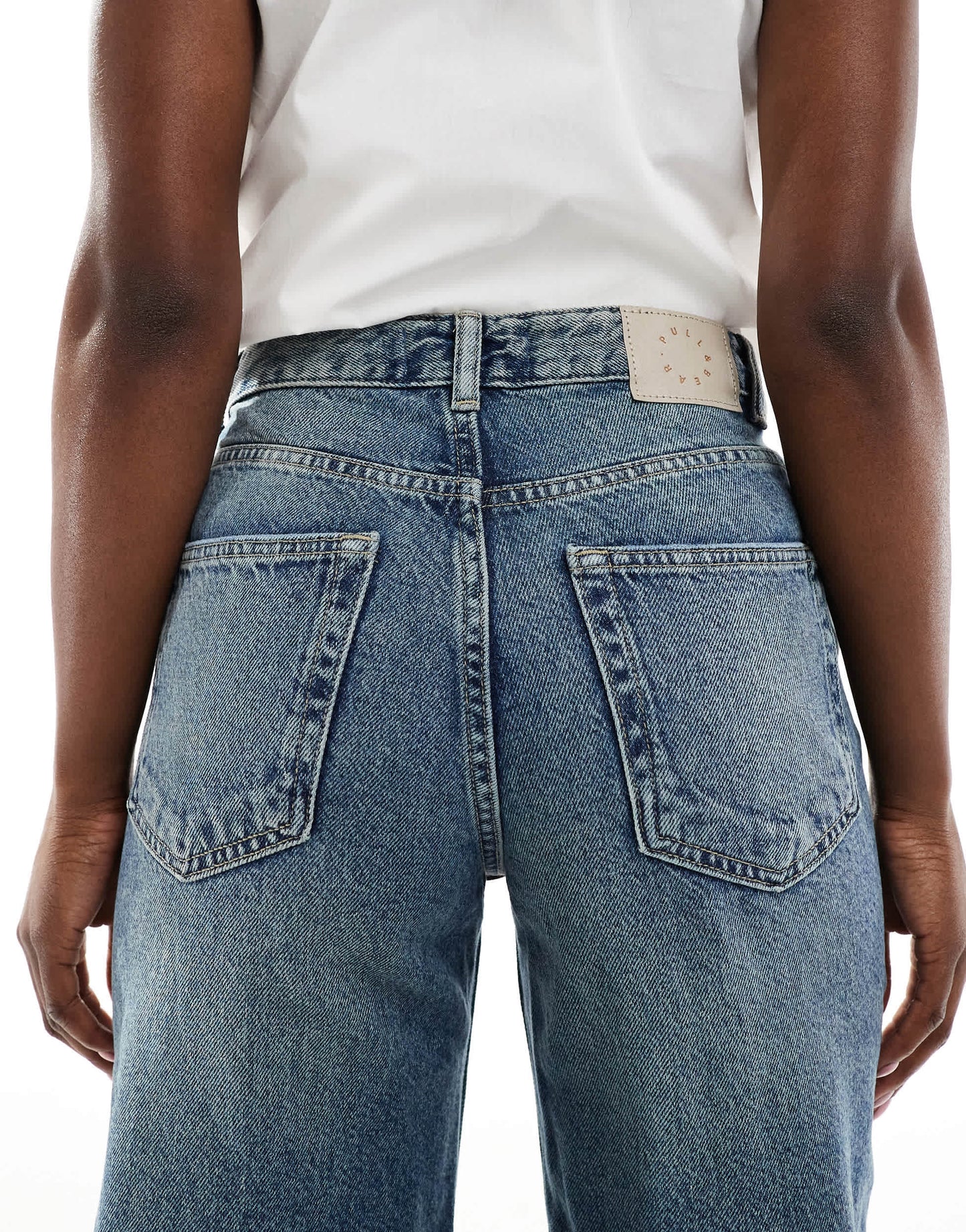 Pull&Bear high rise wide leg jean in dark indigo blue