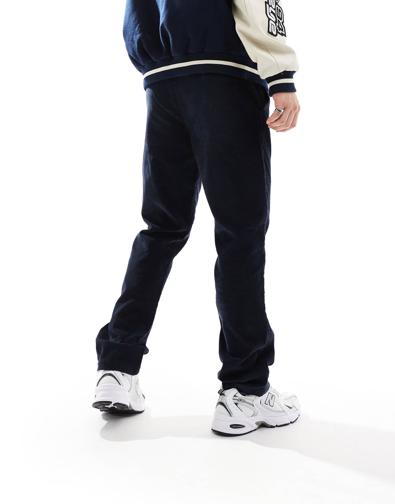 French Connection slim leg cord trousers in navy