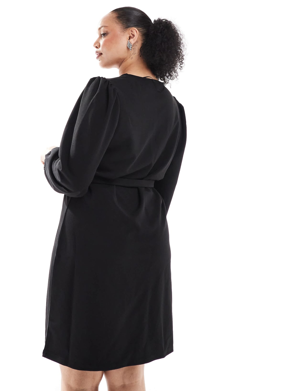 Vero Moda Curve belted mini dress in black