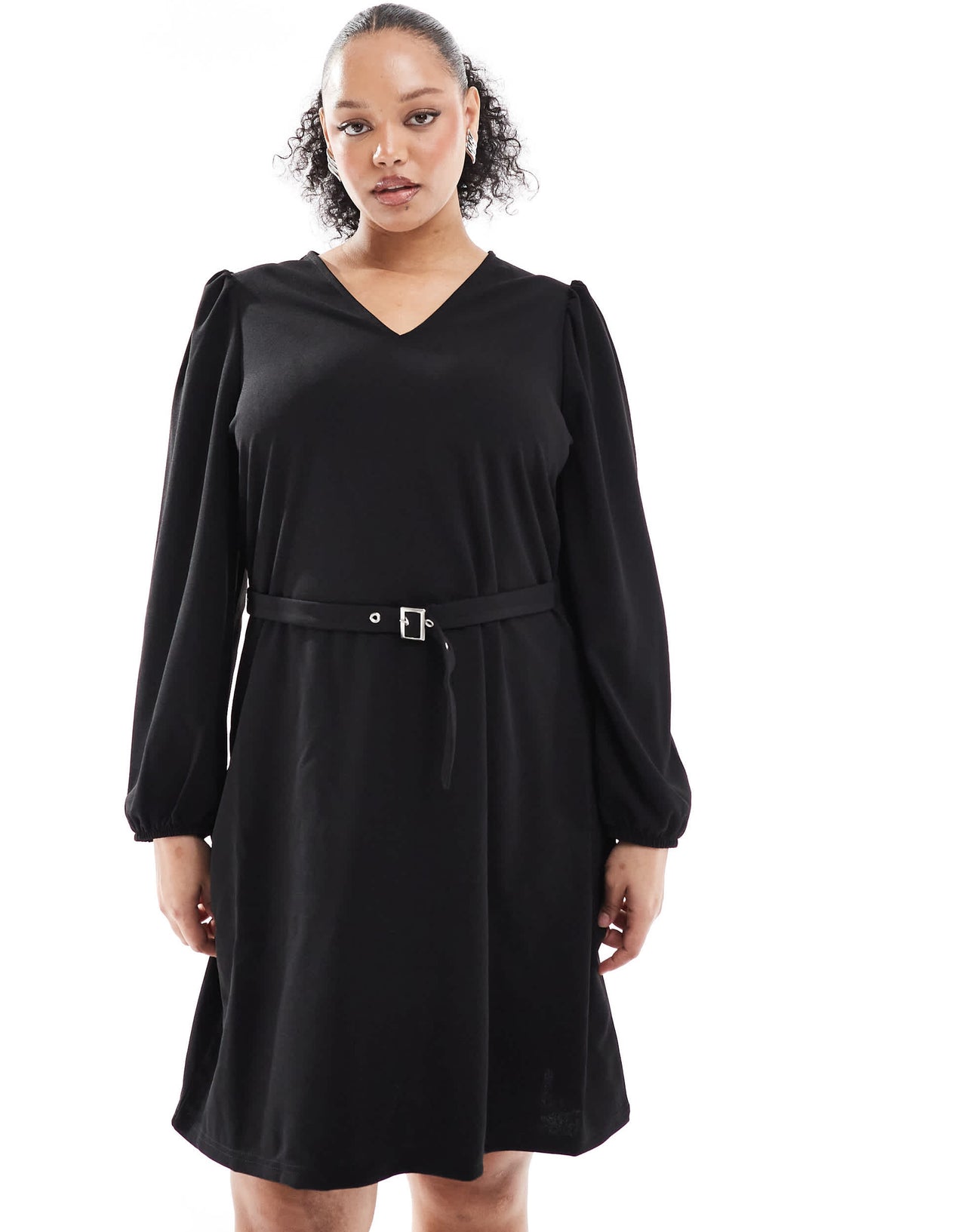 Vero Moda Curve belted mini dress in black