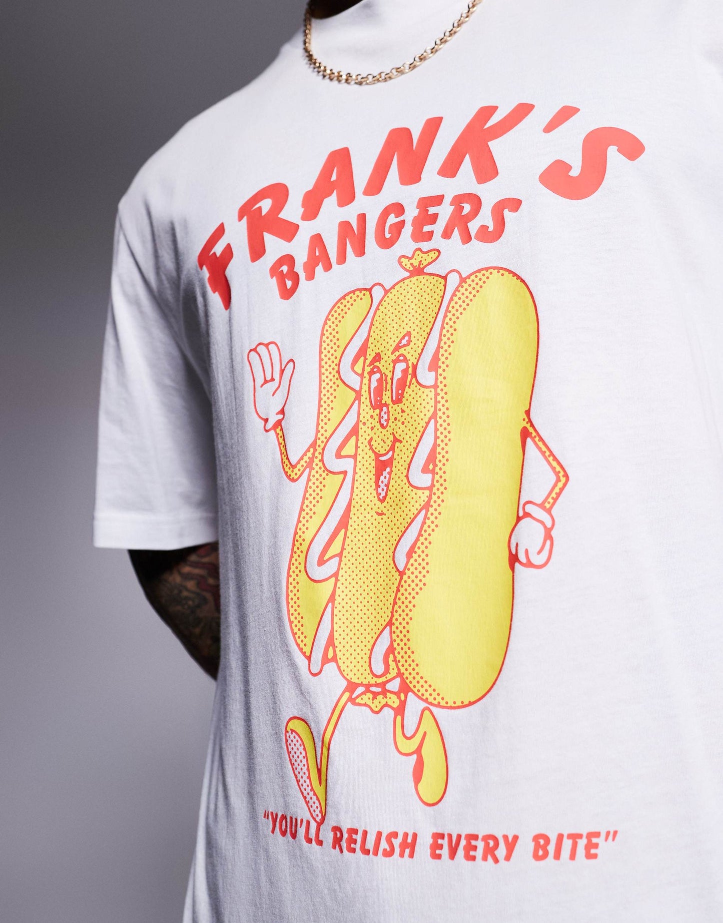 HUGO BLUE hotdog print t-shirt in white