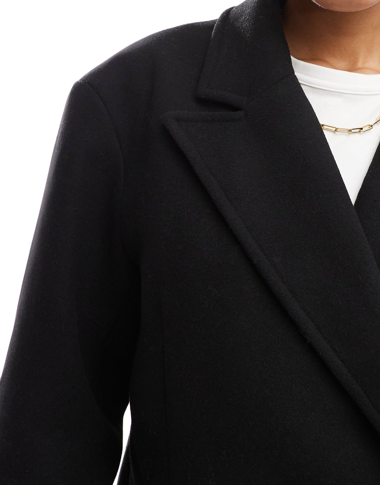 Bershka boxy oversized tailored coat in black