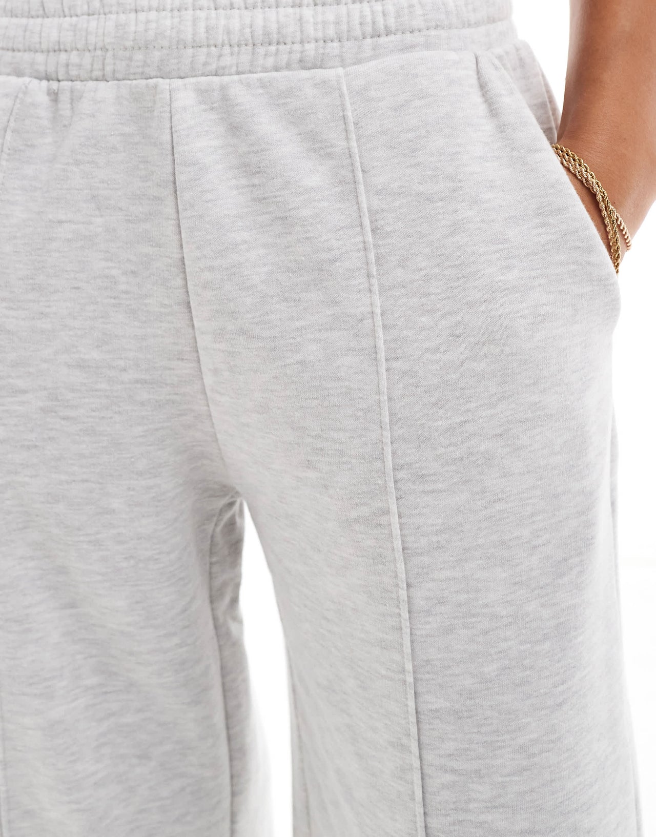 Bershka wide leg joggers in grey marl