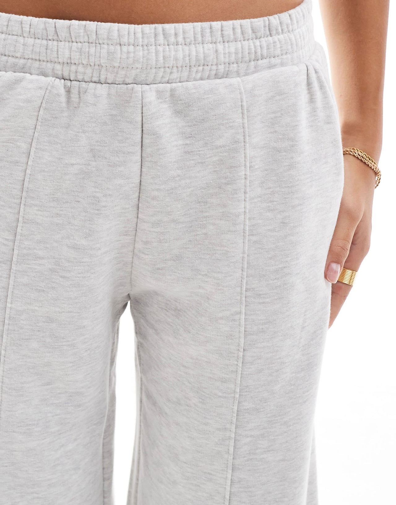 Bershka wide leg joggers in grey marl