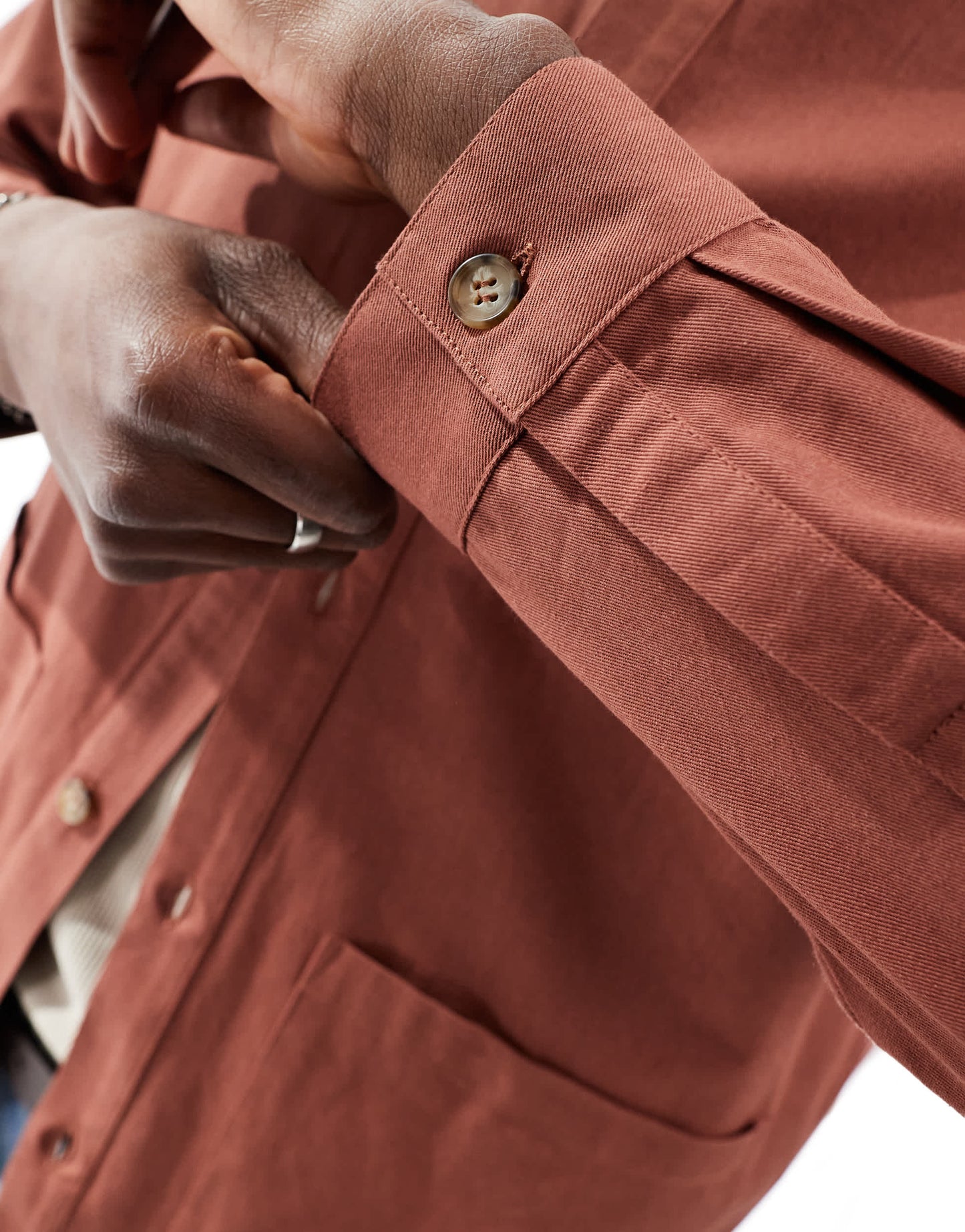 Another Influencepocket overshirt in chestnut