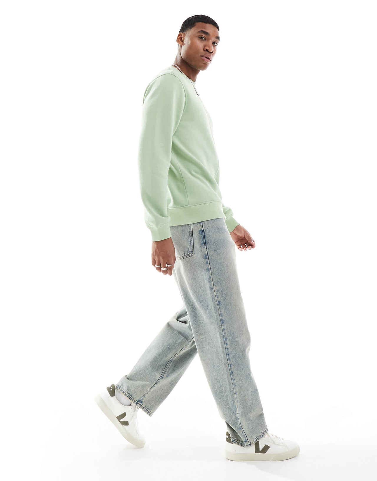 Another Influence acid wash seam detail sweatshirt in green