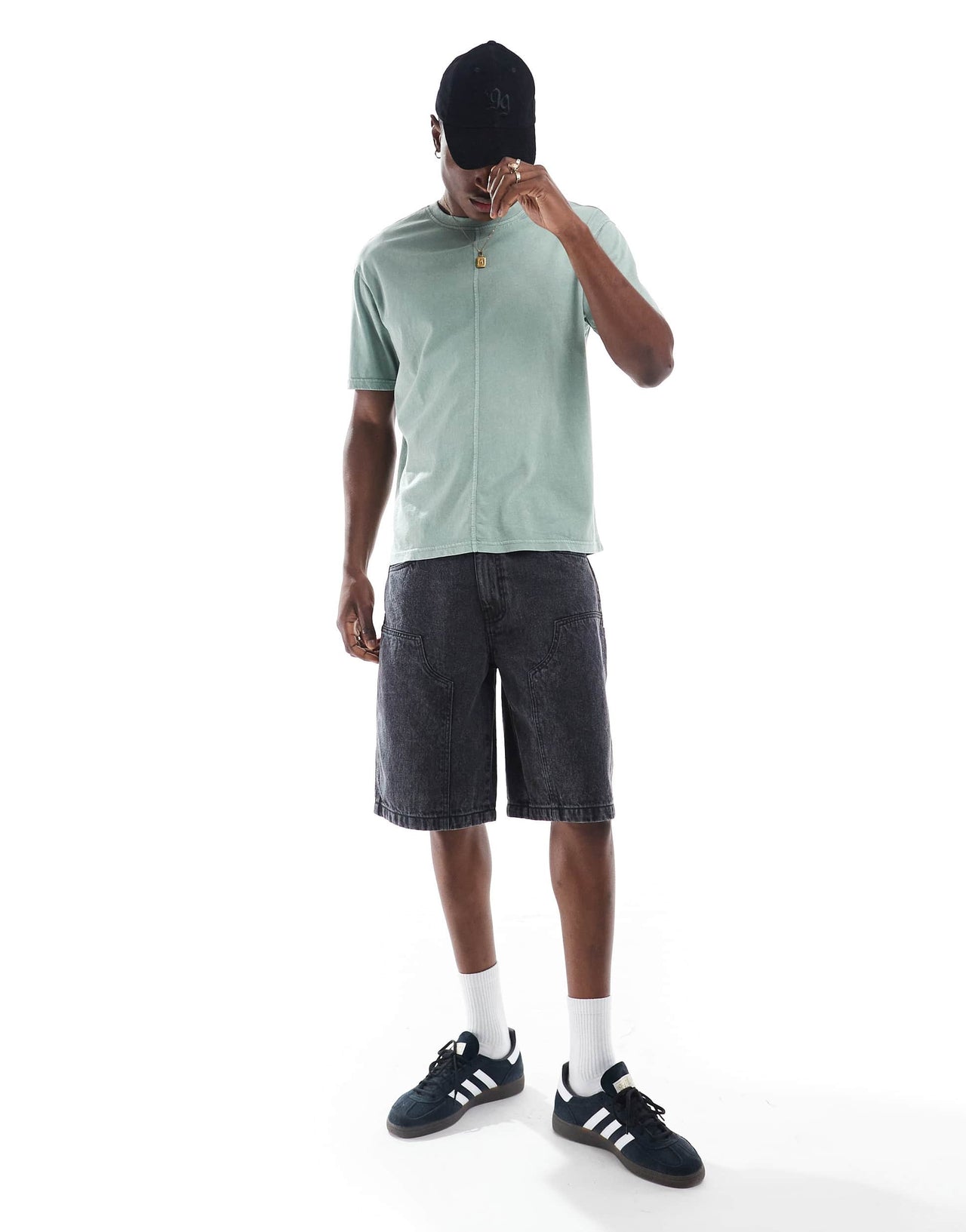 Another Influence acid wash seam detail t-shirt in green