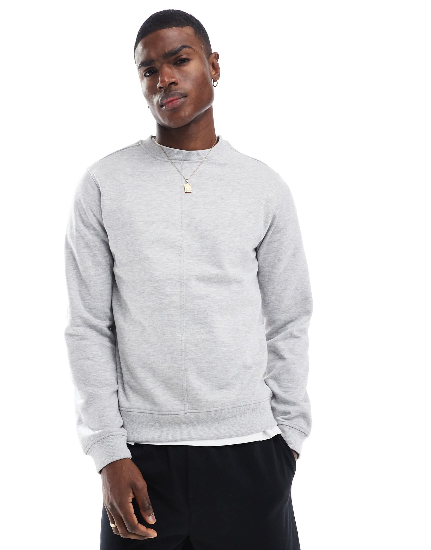 Another Influence seam detail sweatshirt in grey marl