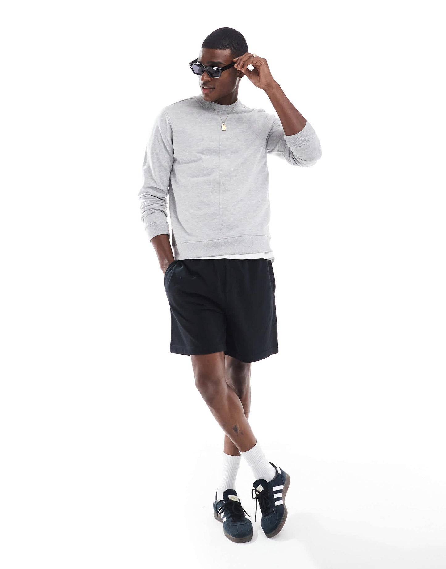 Another Influence seam detail sweatshirt in grey marl
