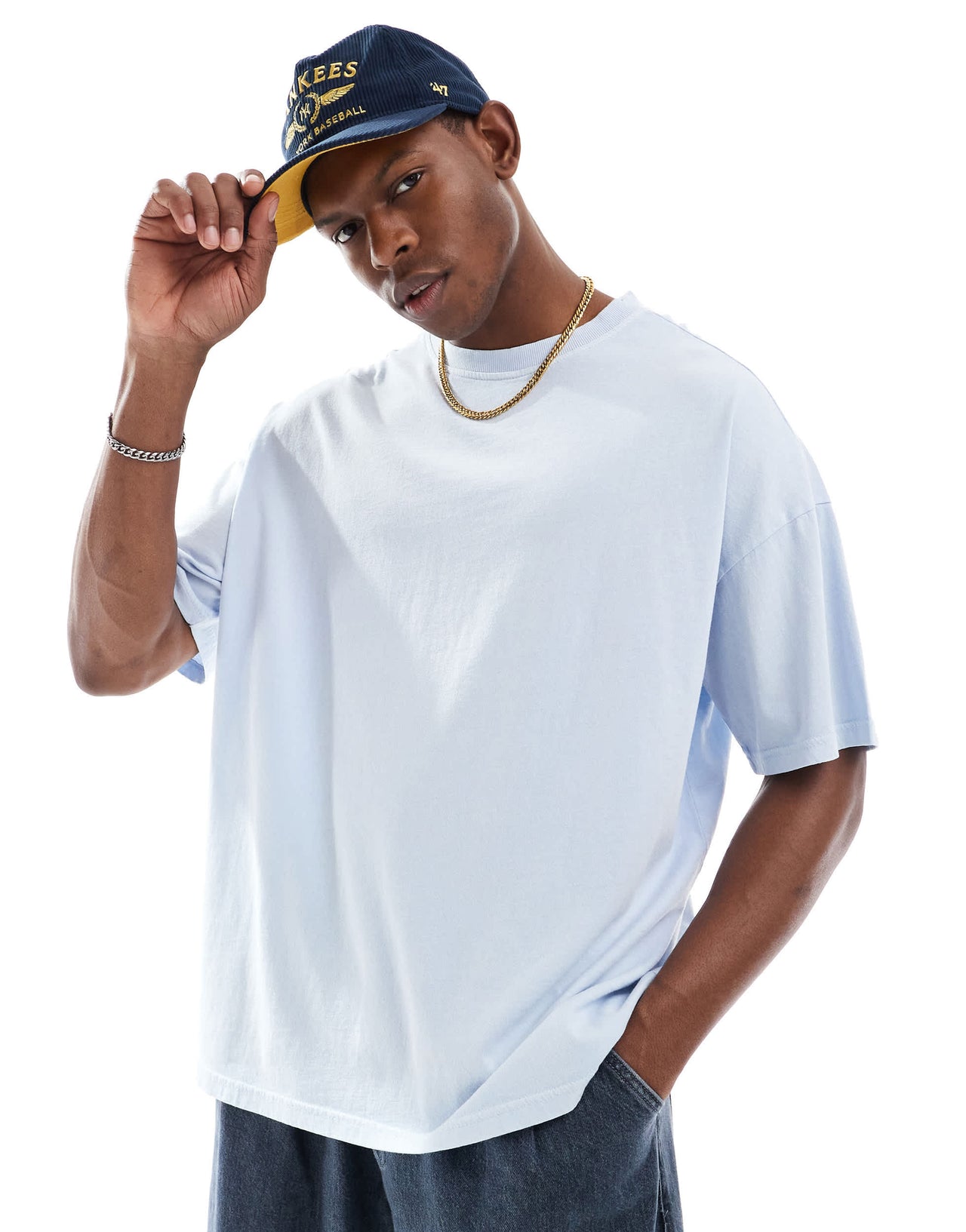 Another Influence acid wash oversized t-shirt in blue