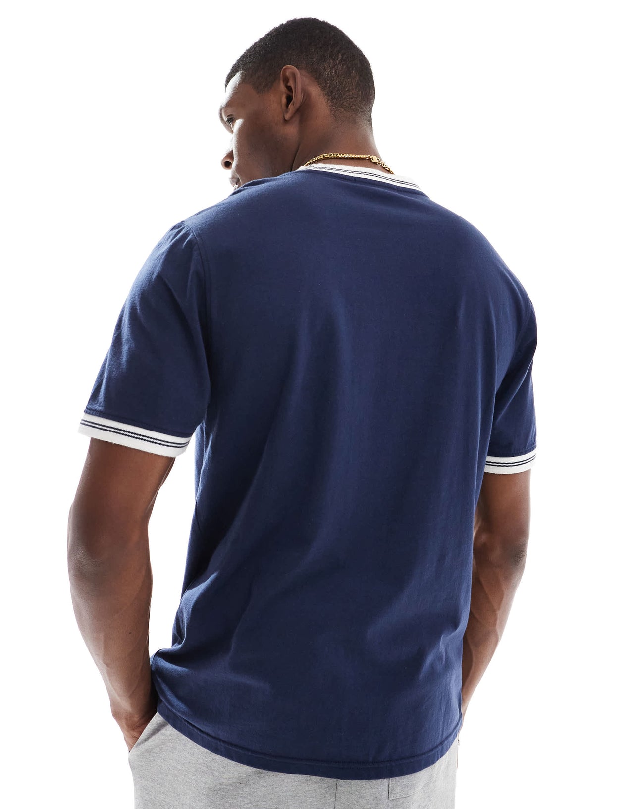 Another Influence graphic ringer t-shirt in navy