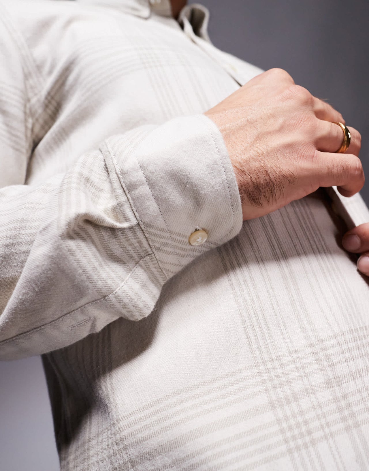BOSS Orange Rickert check flannel shirt regular fit in Light Beige