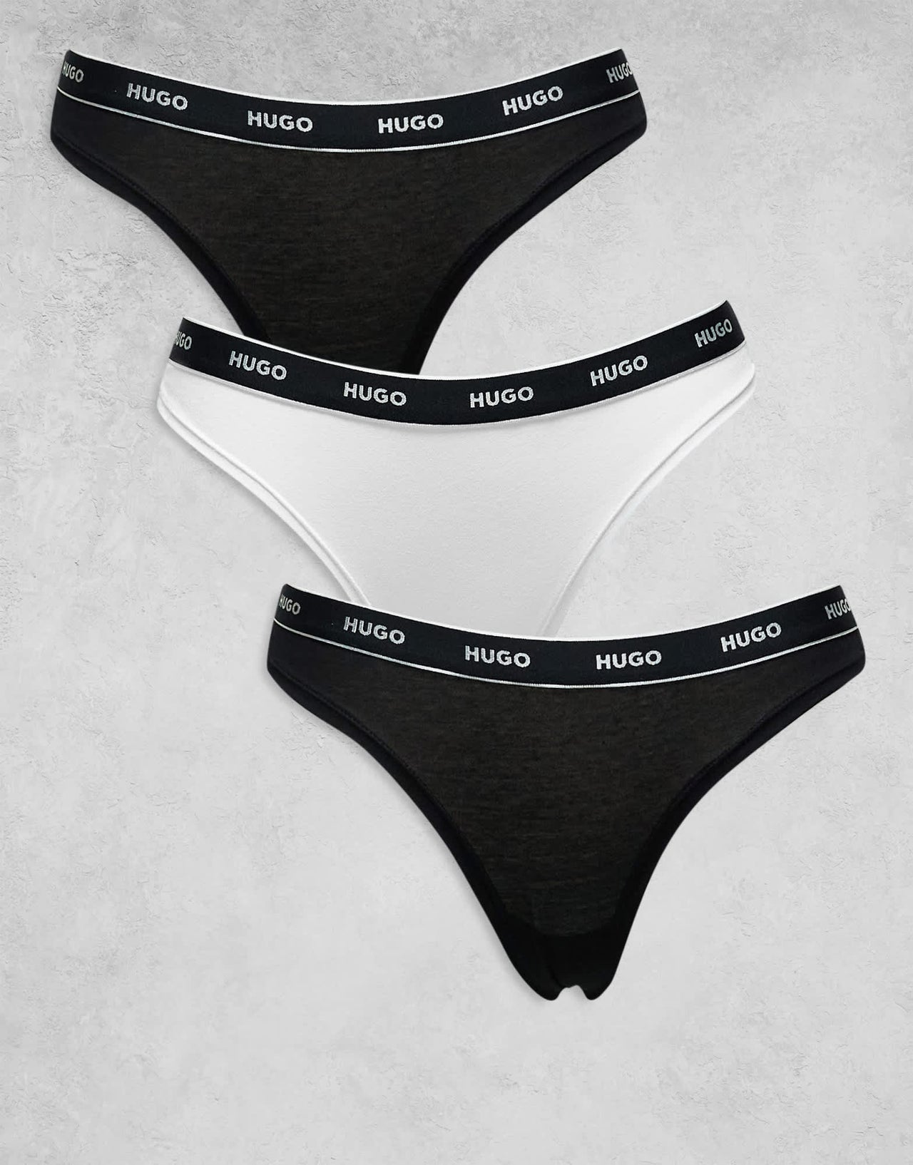 HUGO Bodywear 3-pack of thongs in black and white