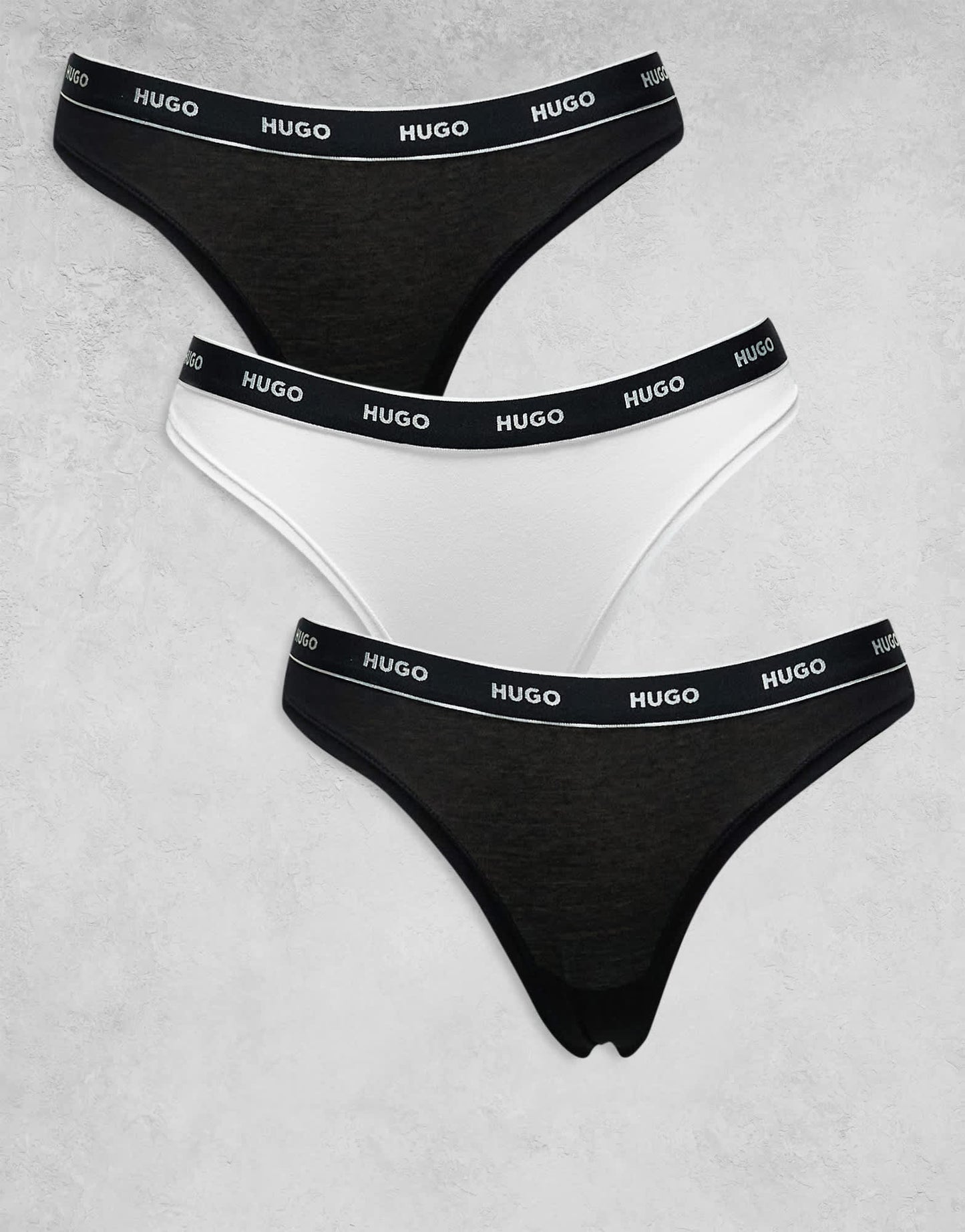 HUGO Bodywear 3-pack of thongs in black and white