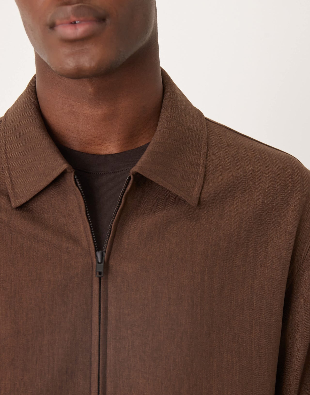 ASOS DESIGN smart co-ord Harrington jacket in brown herringbone