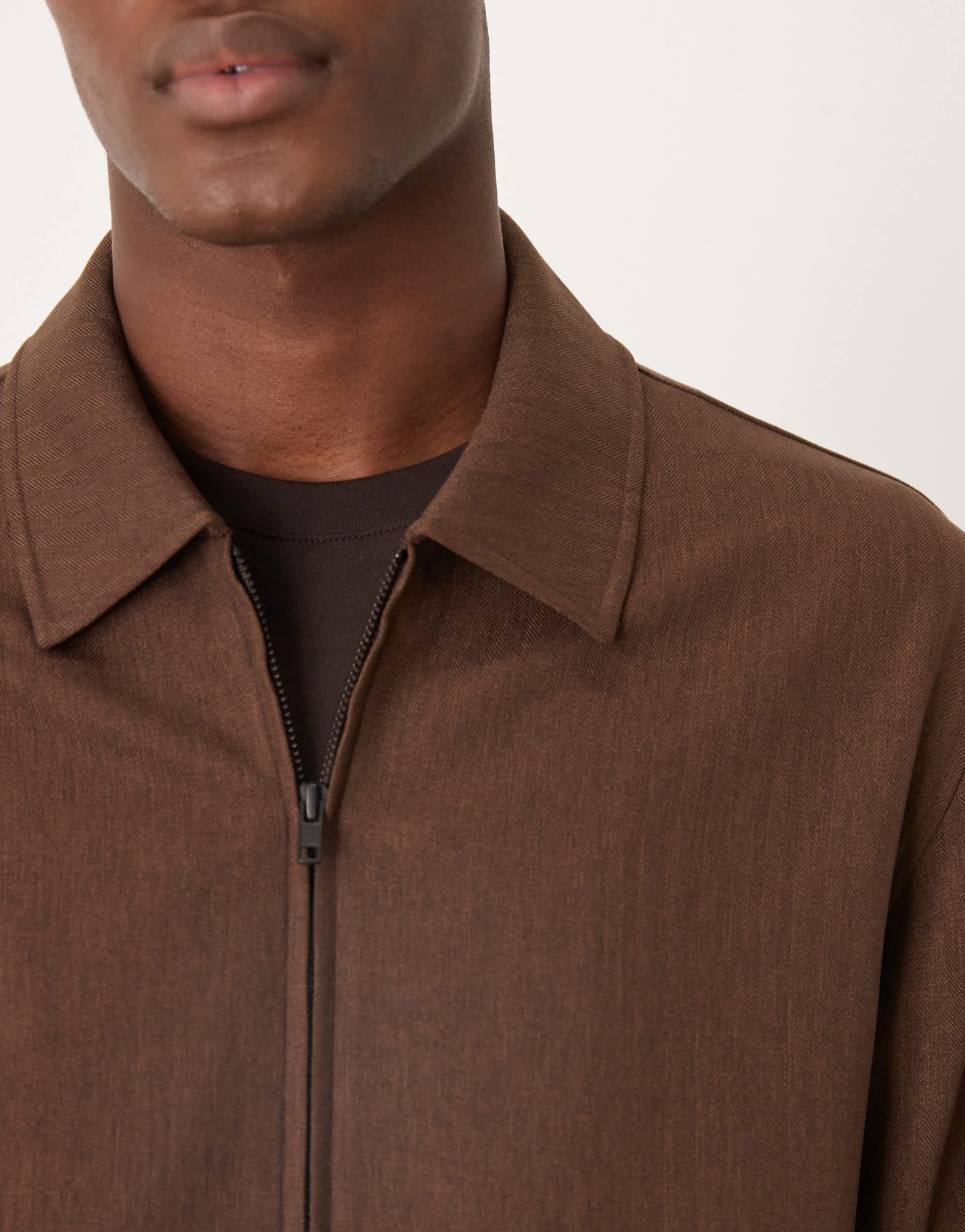 ASOS DESIGN smart co-ord Harrington jacket in brown herringbone