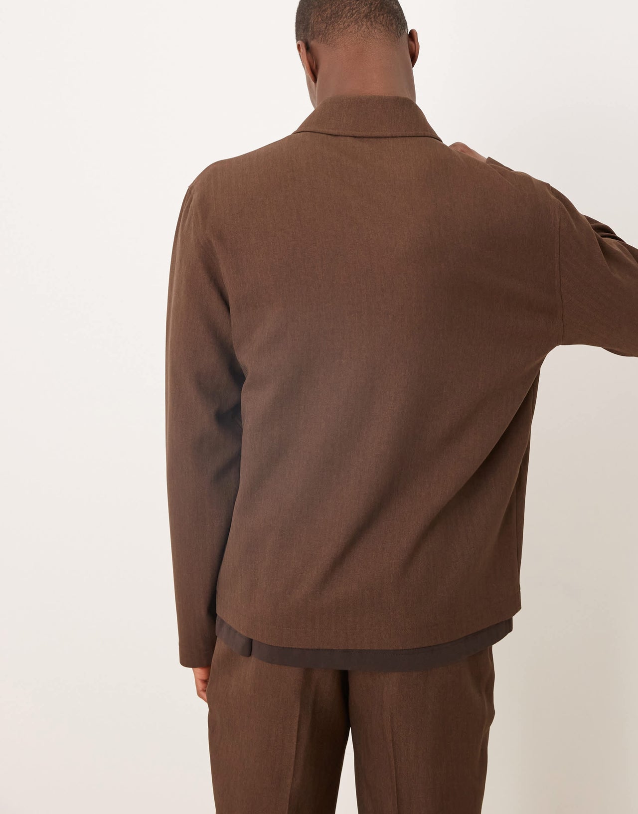 ASOS DESIGN smart co-ord Harrington jacket in brown herringbone