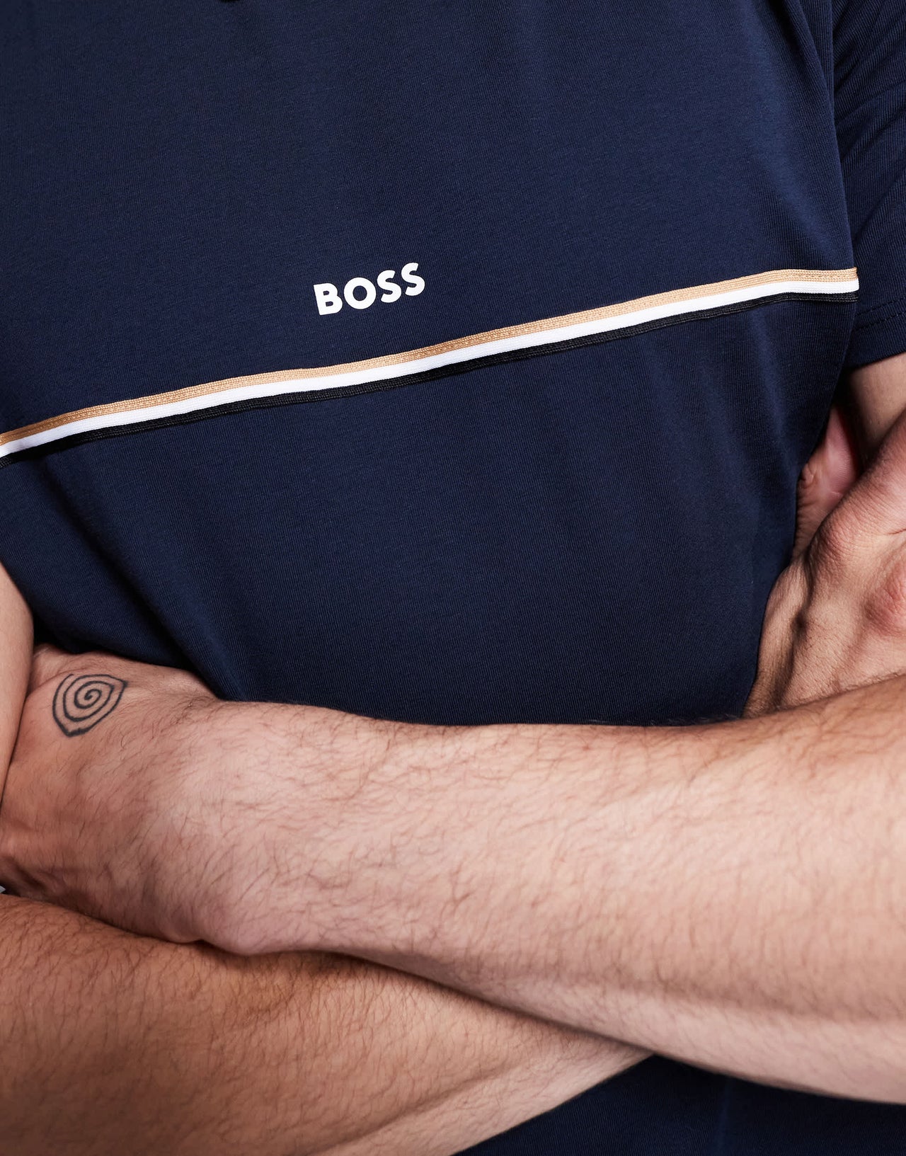 BOSS Bodywear Unique stripe logo t-shirt regular fit in navy
