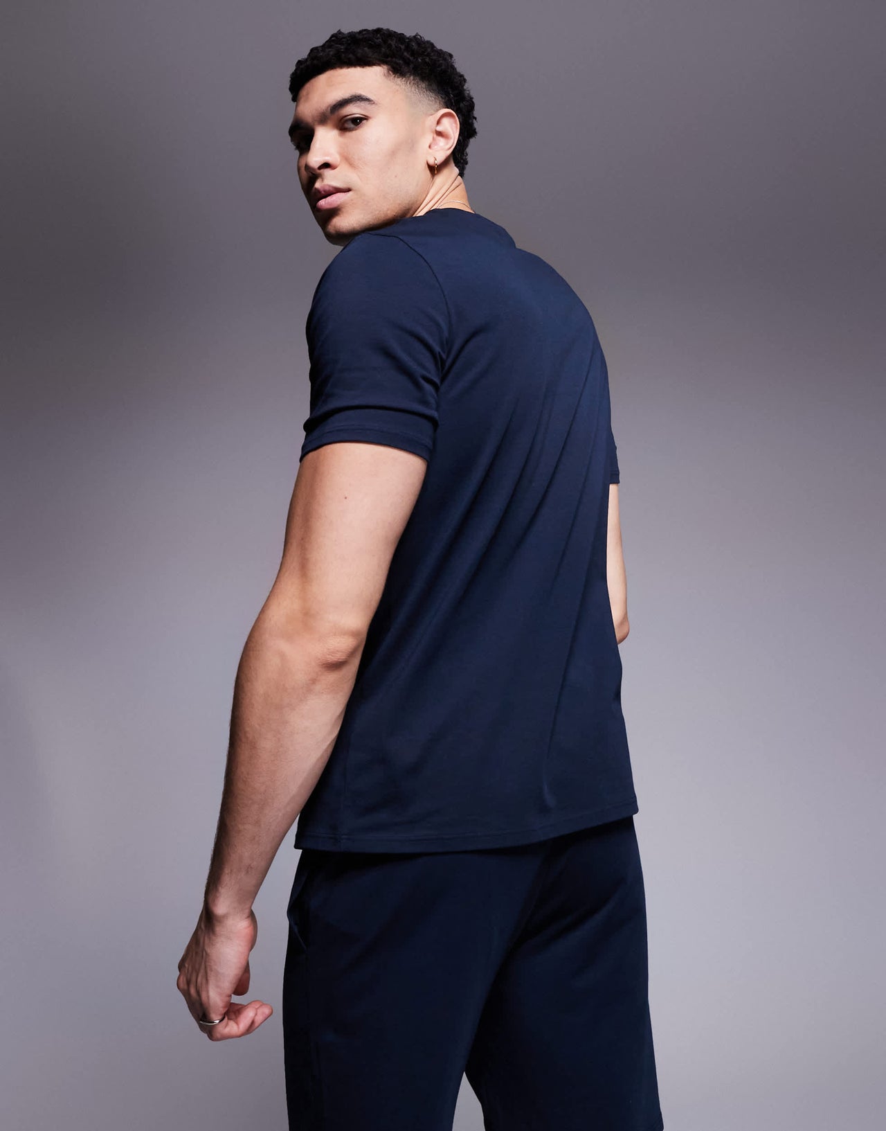 BOSS Bodywear Unique stripe logo t-shirt regular fit in navy