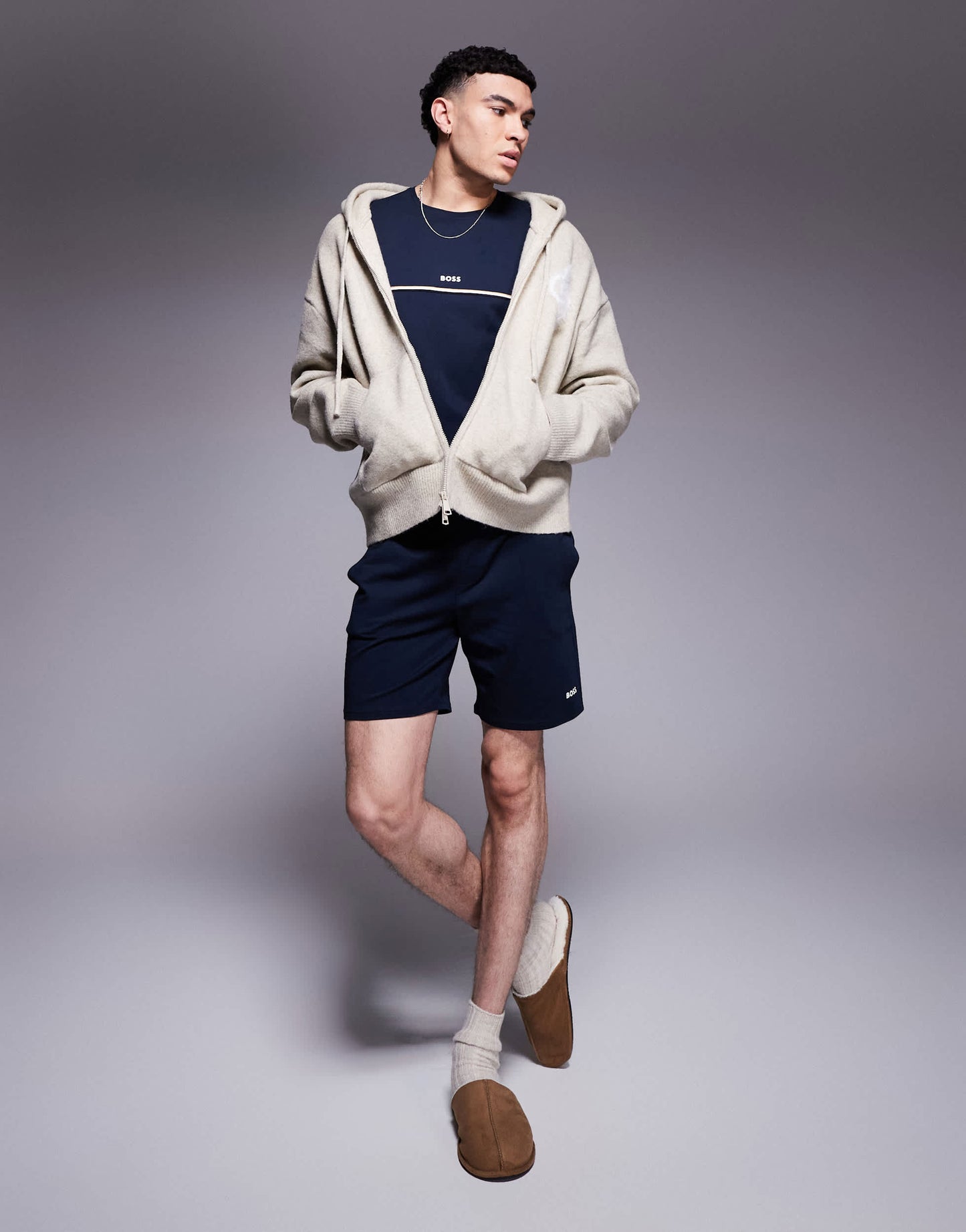 BOSS Bodywear Unique logo shorts  in navy CO-ORD